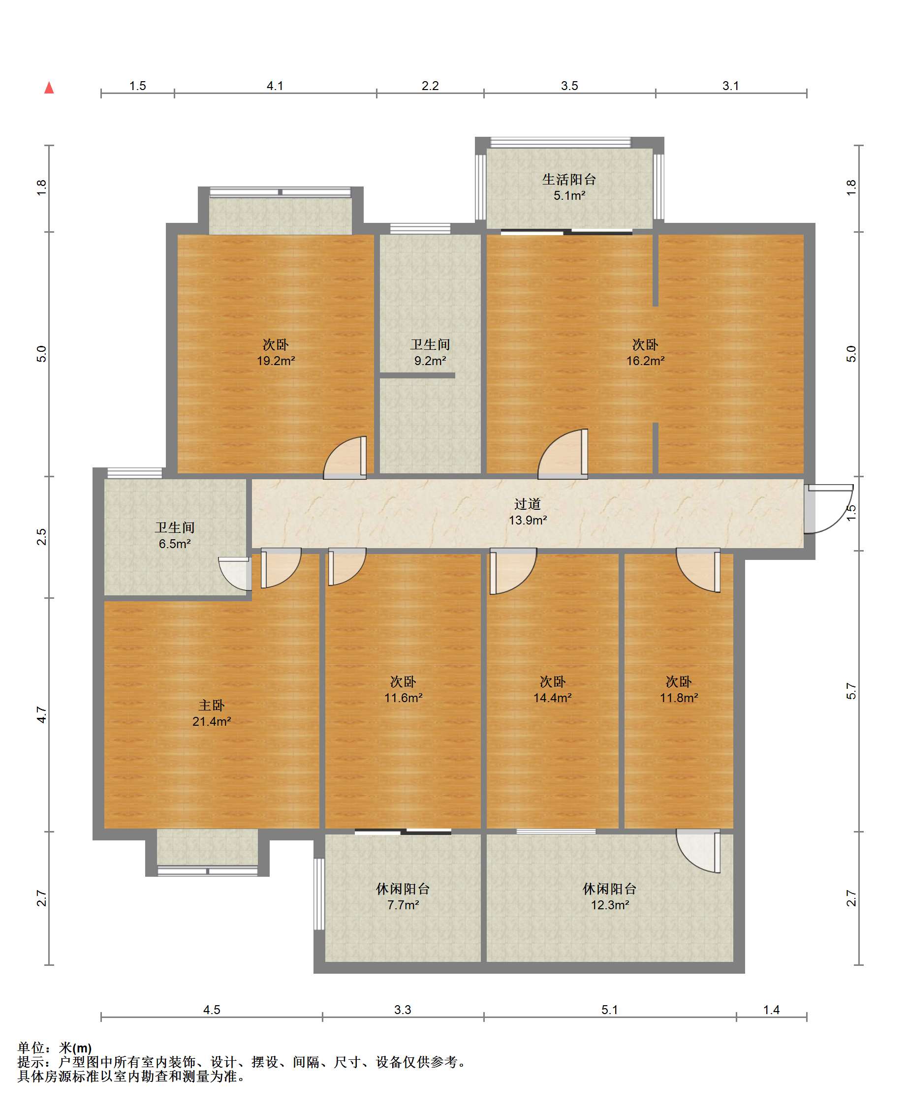 中南世纪城北区 3室0厅2卫 143.00m&sup2;