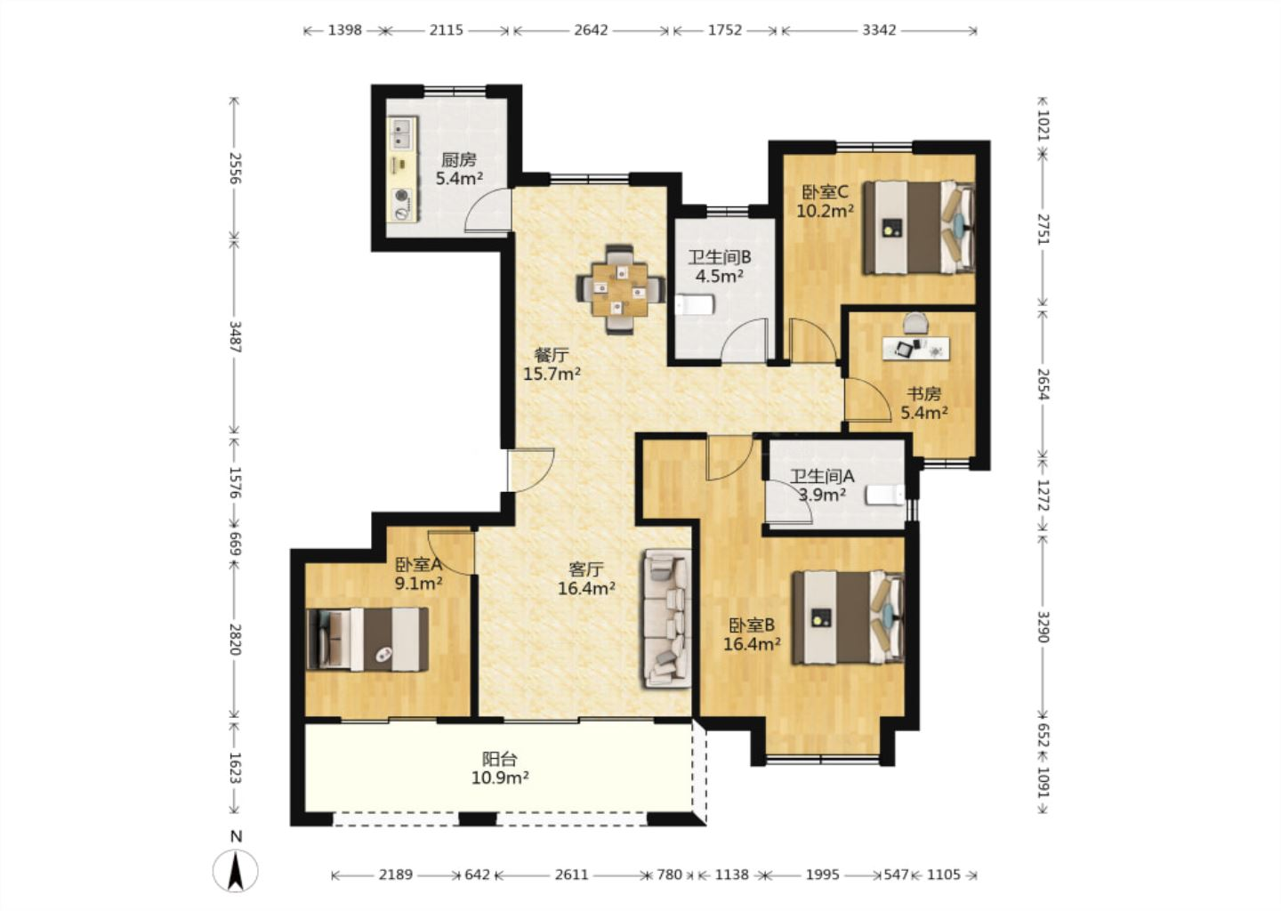 圆融玺悦 3室2厅2卫 130.98m&sup2;