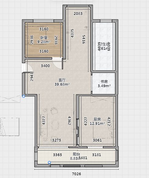 天都花苑 3室2厅2卫 103.00m&sup2;