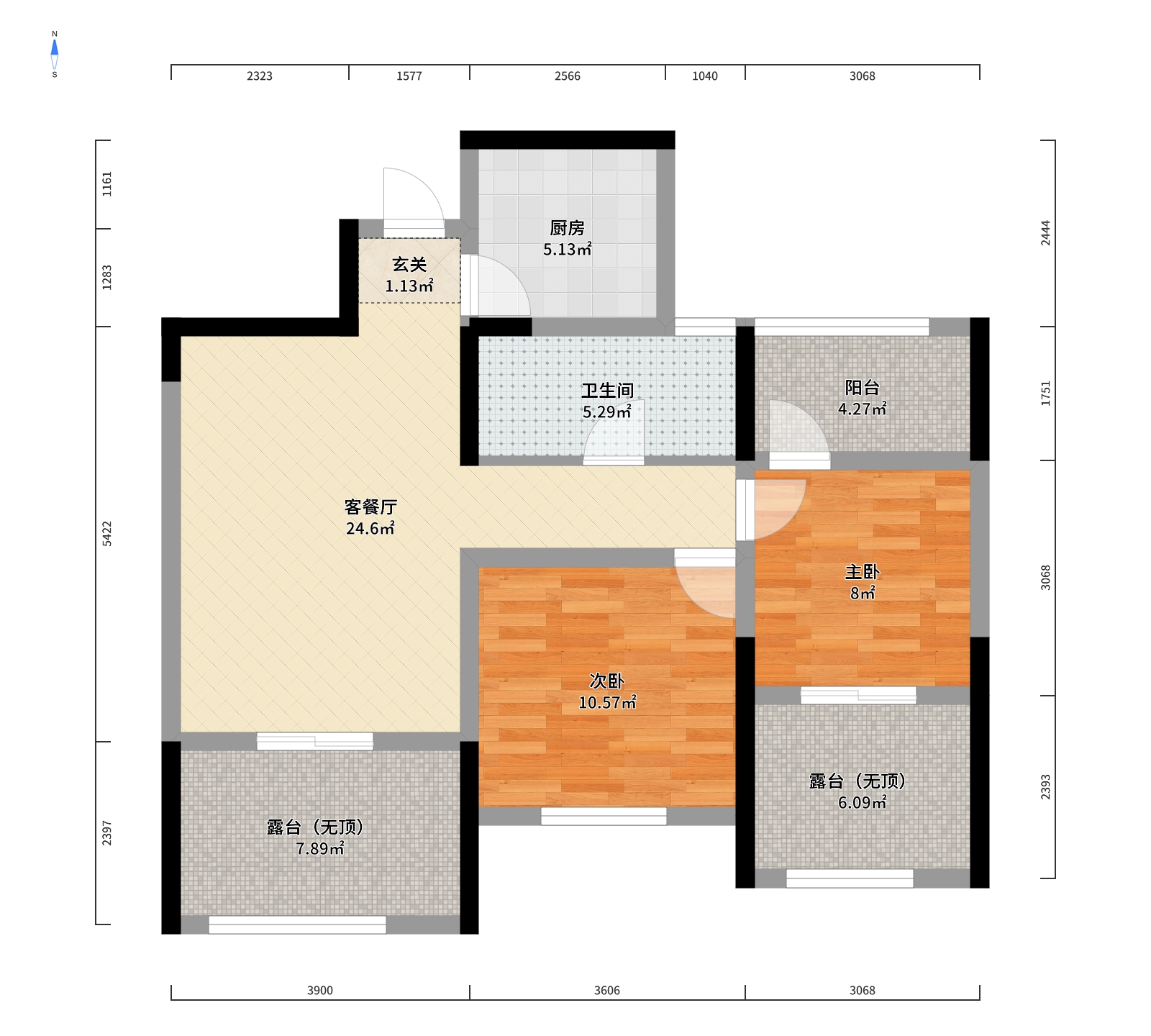 中港翡翠城 2室2厅1卫 89.88m²