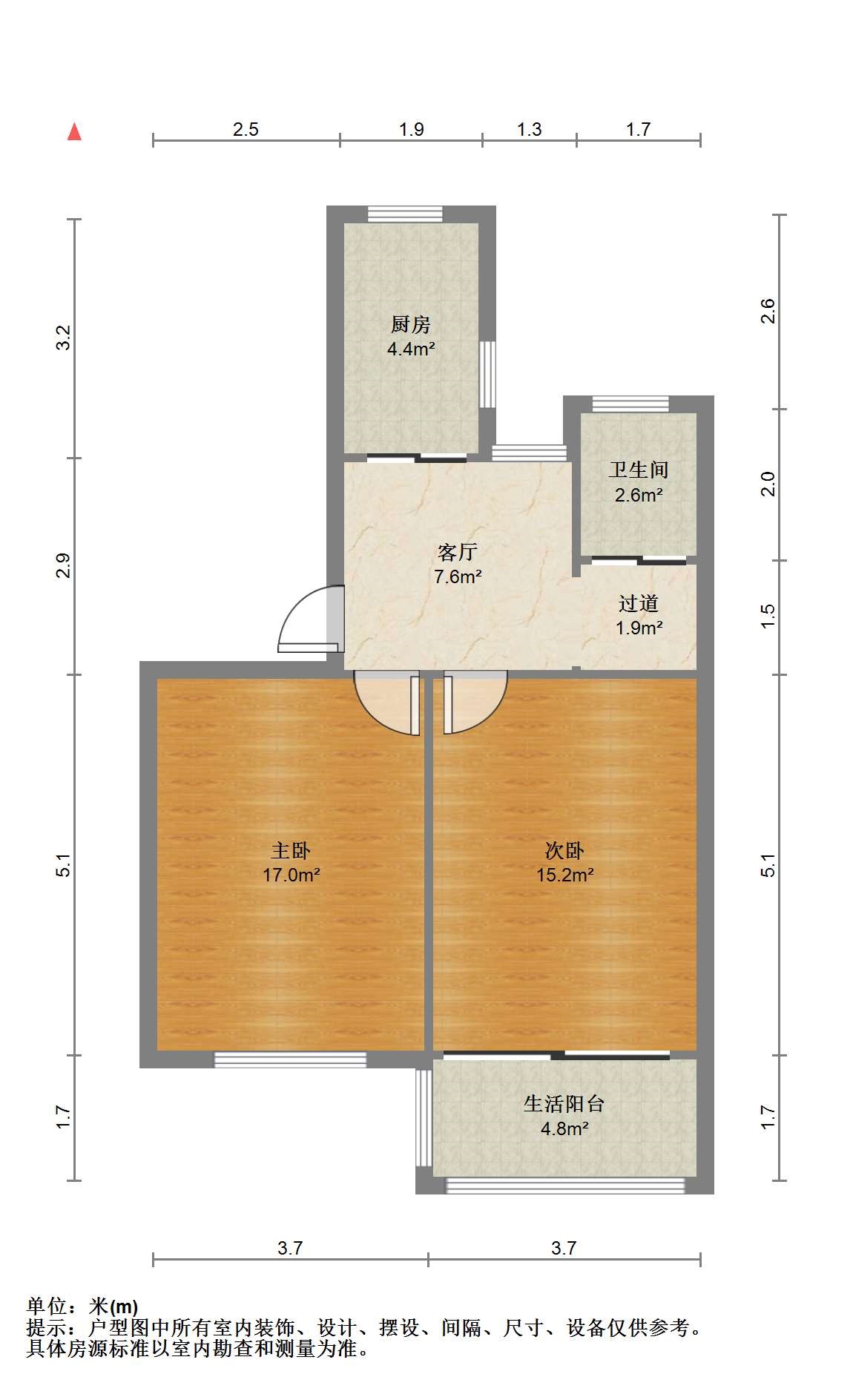 起凤园 2室1厅1卫 62.25m&sup2;