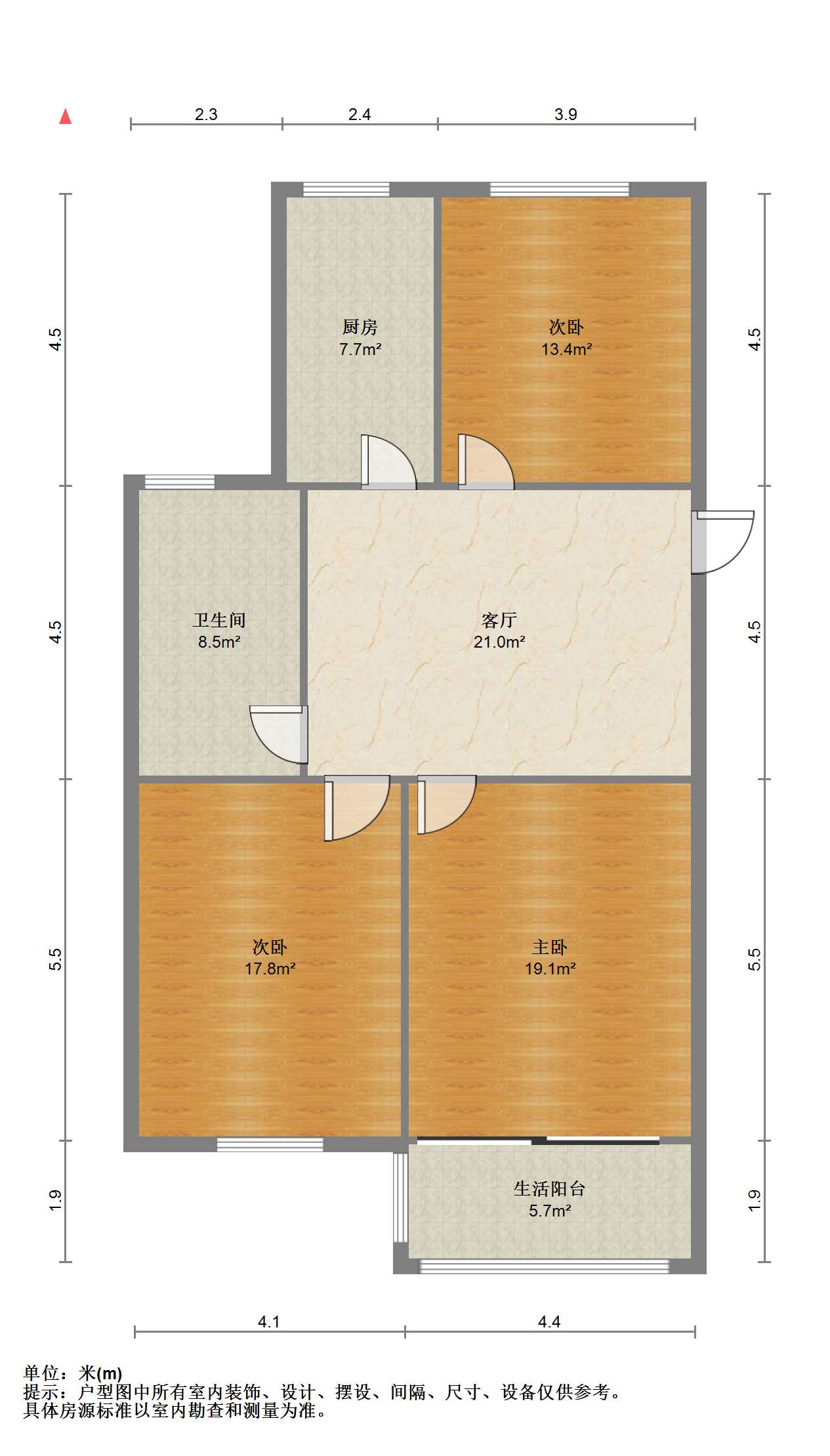 锦安花园一期 2室1厅1卫 90m&sup2;