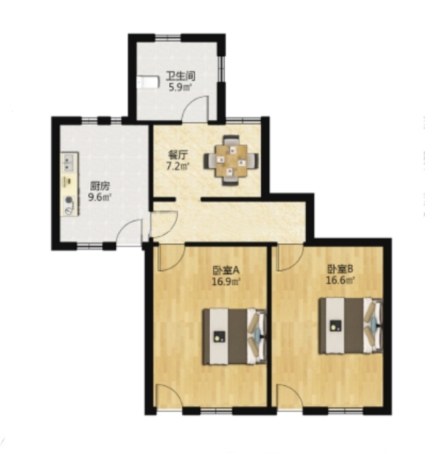 启秀路20号 3室2厅1卫 87.07m&sup2;