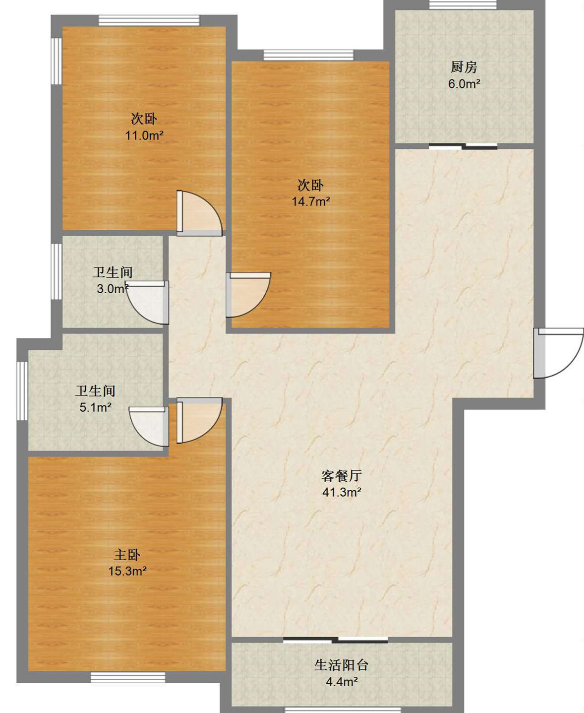 景瑞望府 3室2厅2卫 118.87m&sup2;