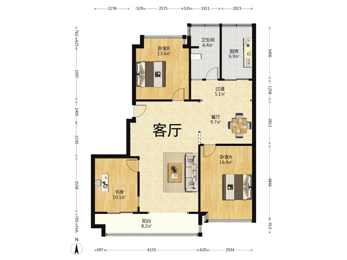 苏建阳光新城 4室2厅1卫 123.00m&sup2;