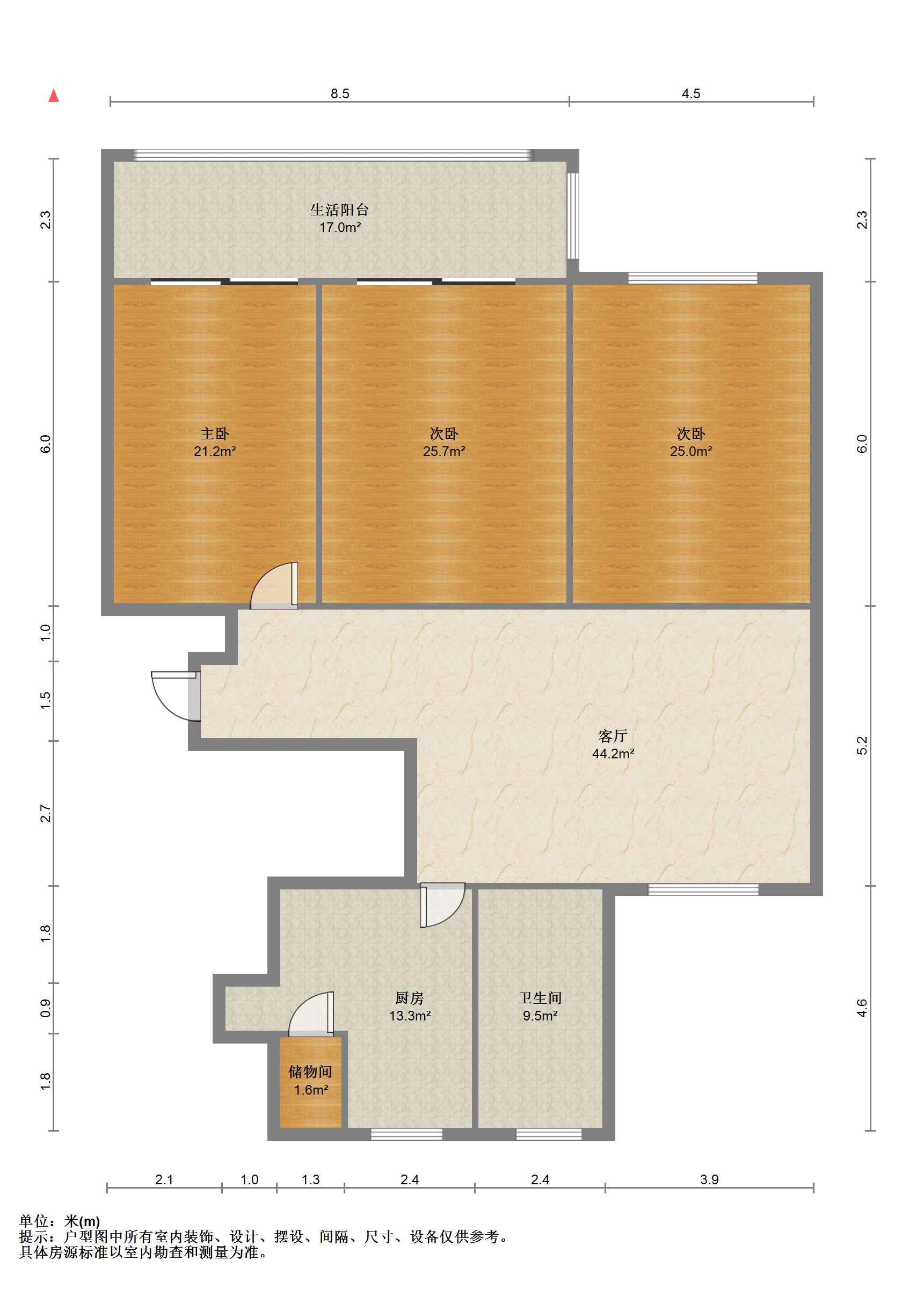 紫东南苑南区 3室1厅1卫 122m&sup2;
