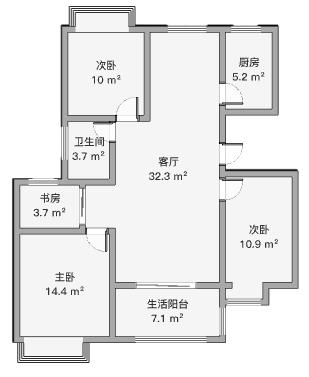 南辰濠郡 3室2厅1卫 123.69m&sup2;