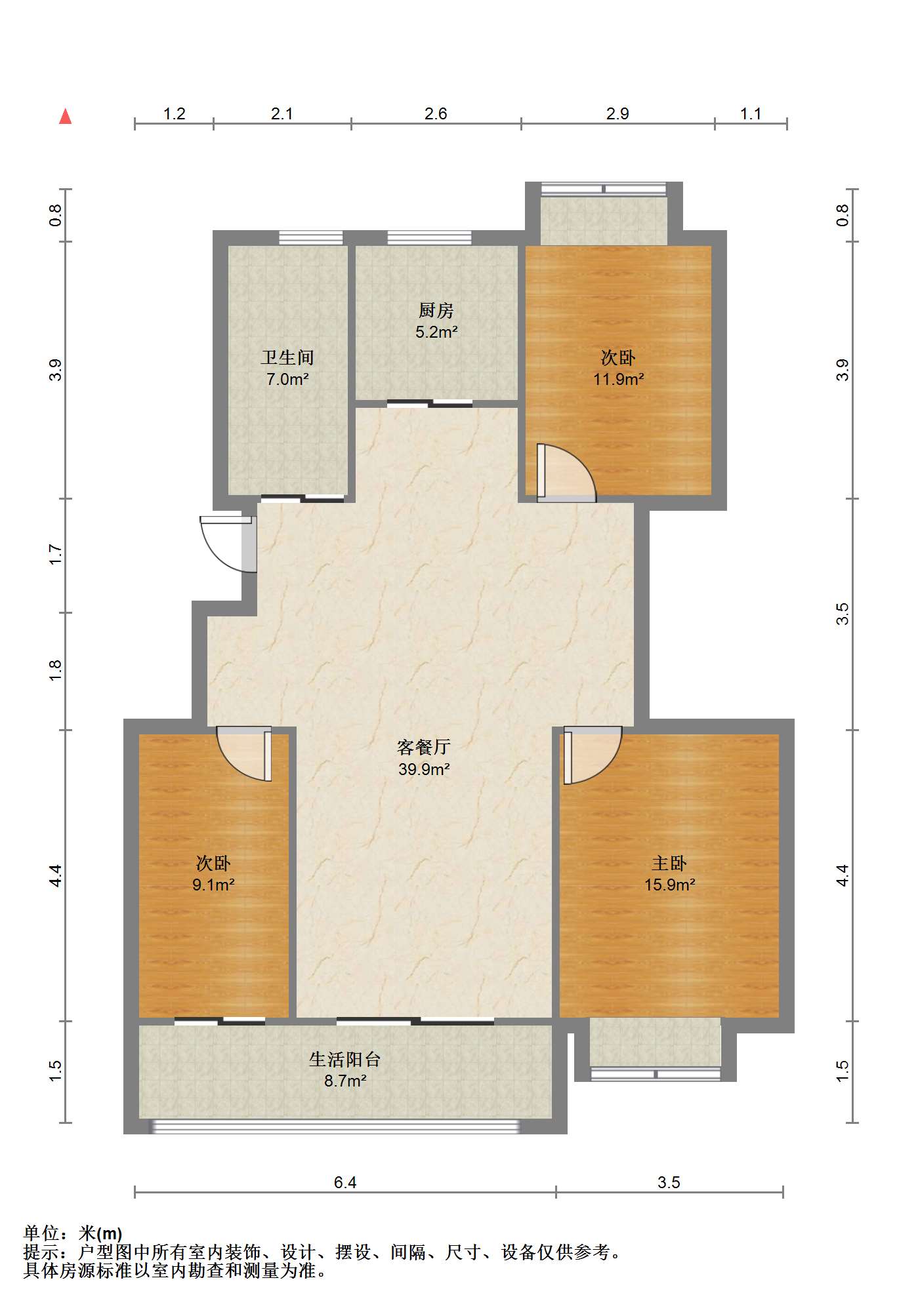 果园名居 3室1厅1卫 120m&sup2;