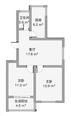 南园路20号大院 2室1厅1卫 71.94m&sup2;