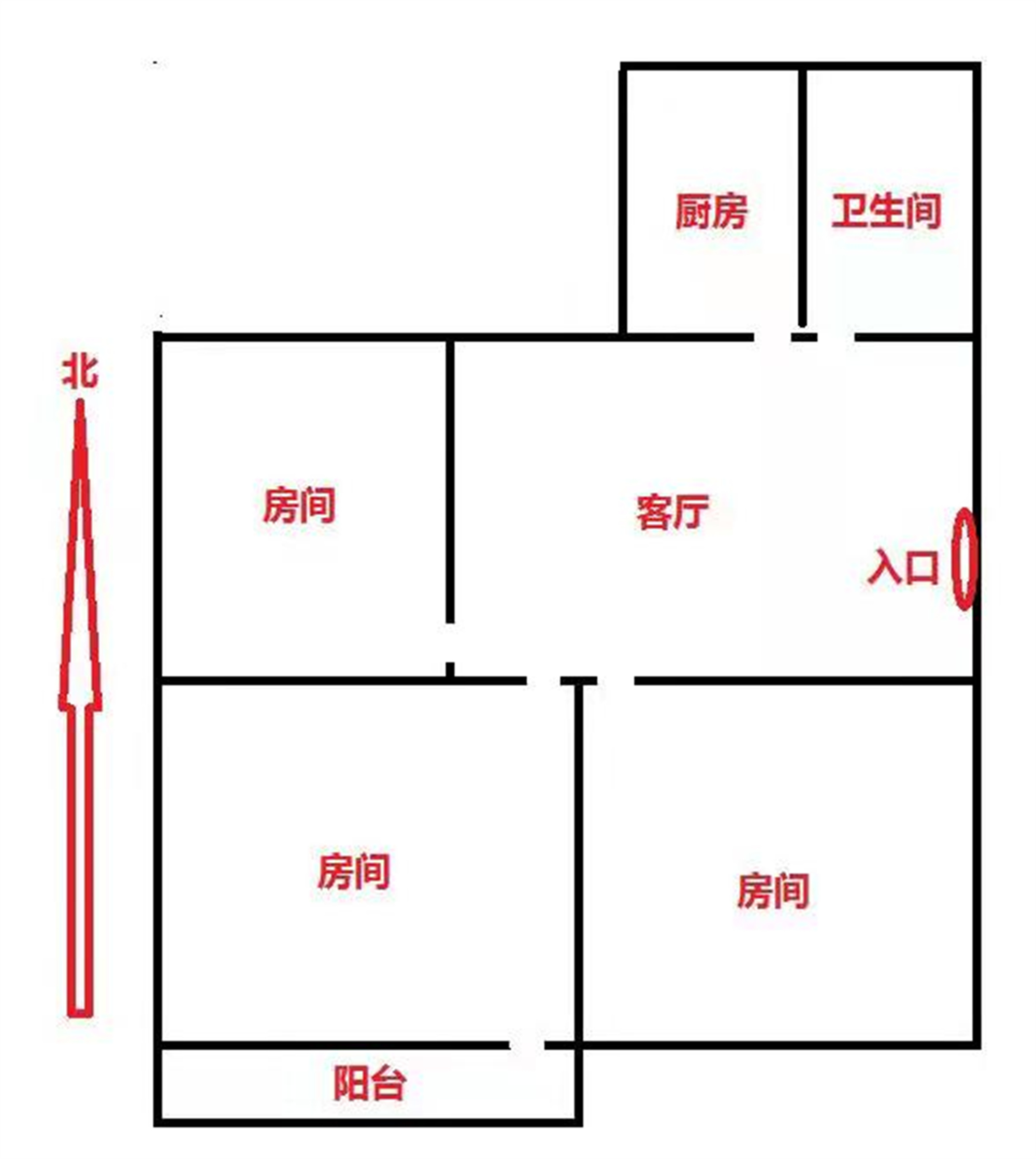 郭里园 3室1厅1卫 74m&sup2;