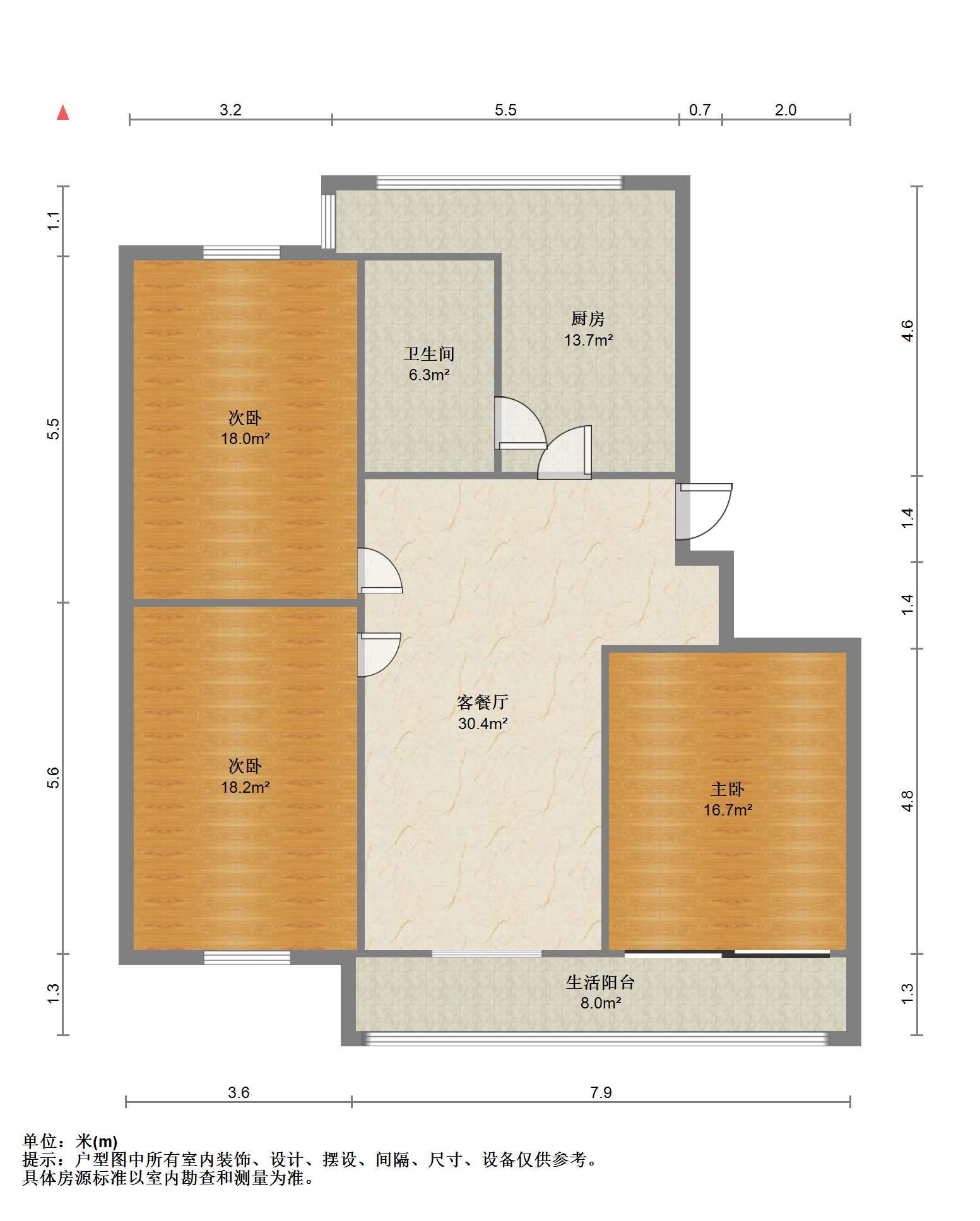 越江新村 3室2厅1卫 107m&sup2;