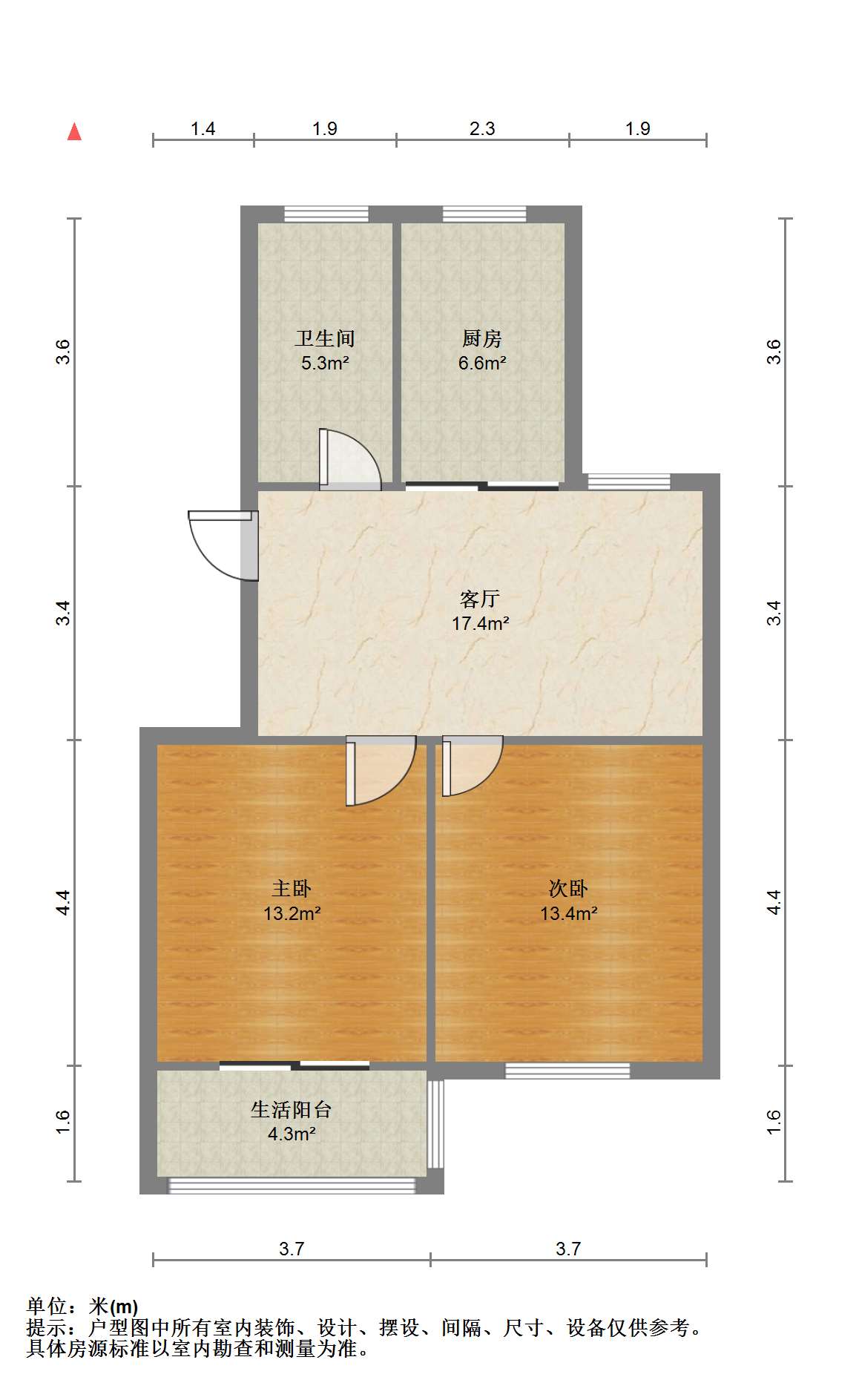 森大蒂花苑南区 2室1厅1卫 77.8m&sup2;
