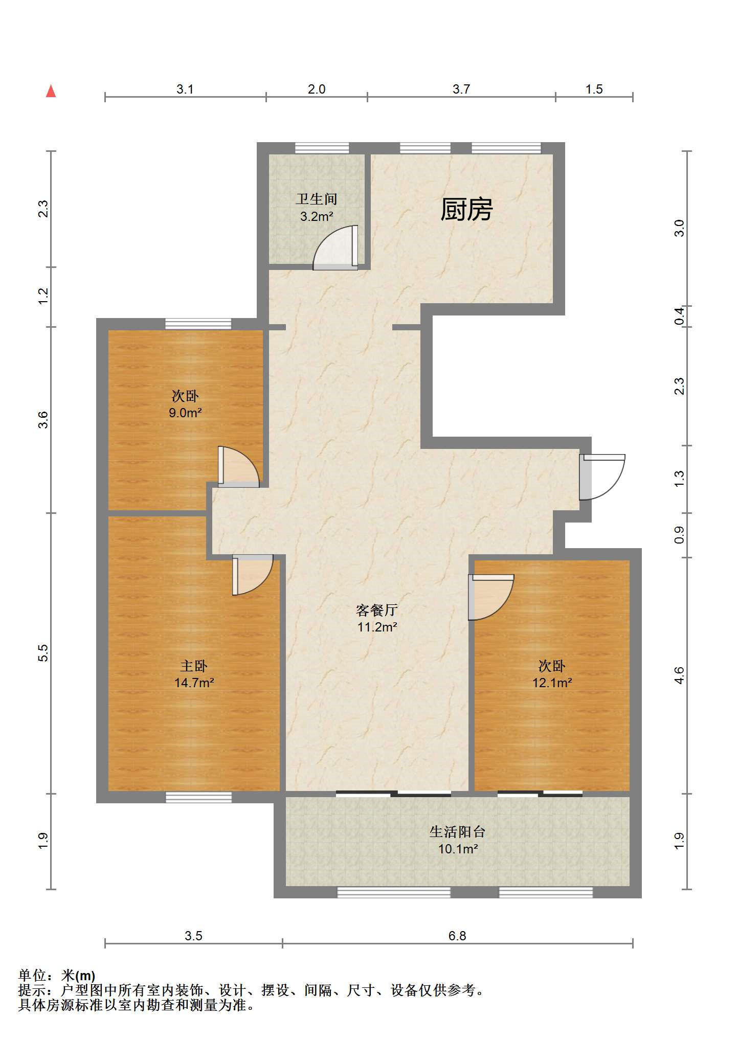 紫东南苑北区 3室2厅1卫 119m&sup2;