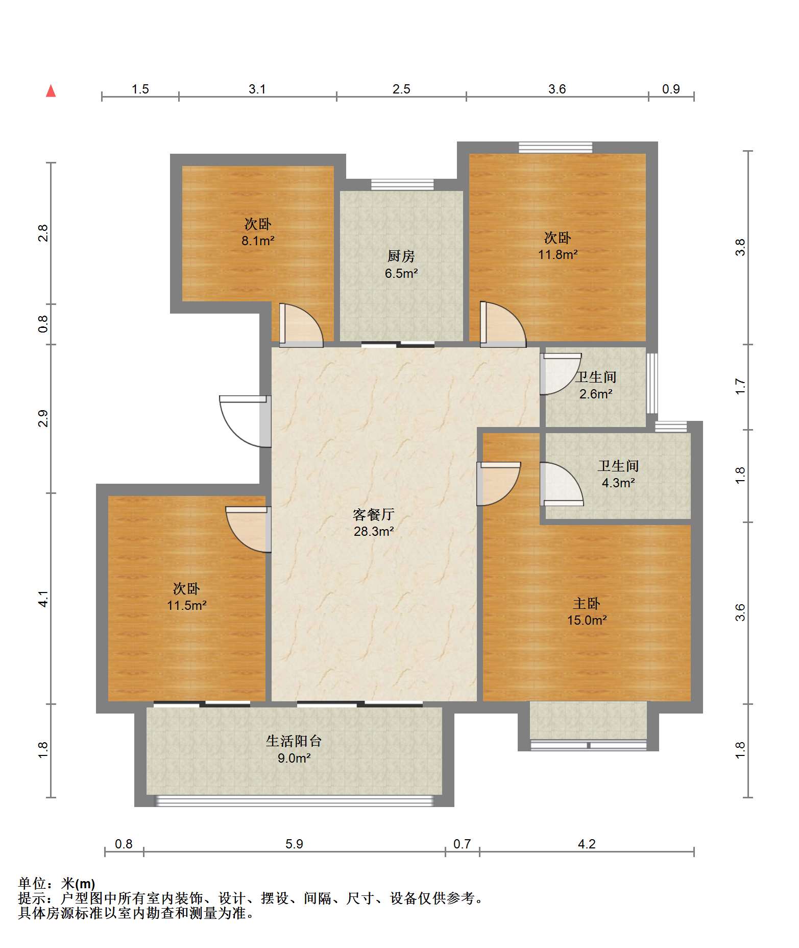 新城香溢紫郡 4室2厅2卫 125m&sup2;