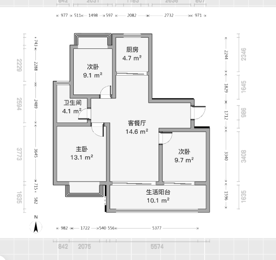 远创宸樾 3室2厅1卫 99m&sup2;