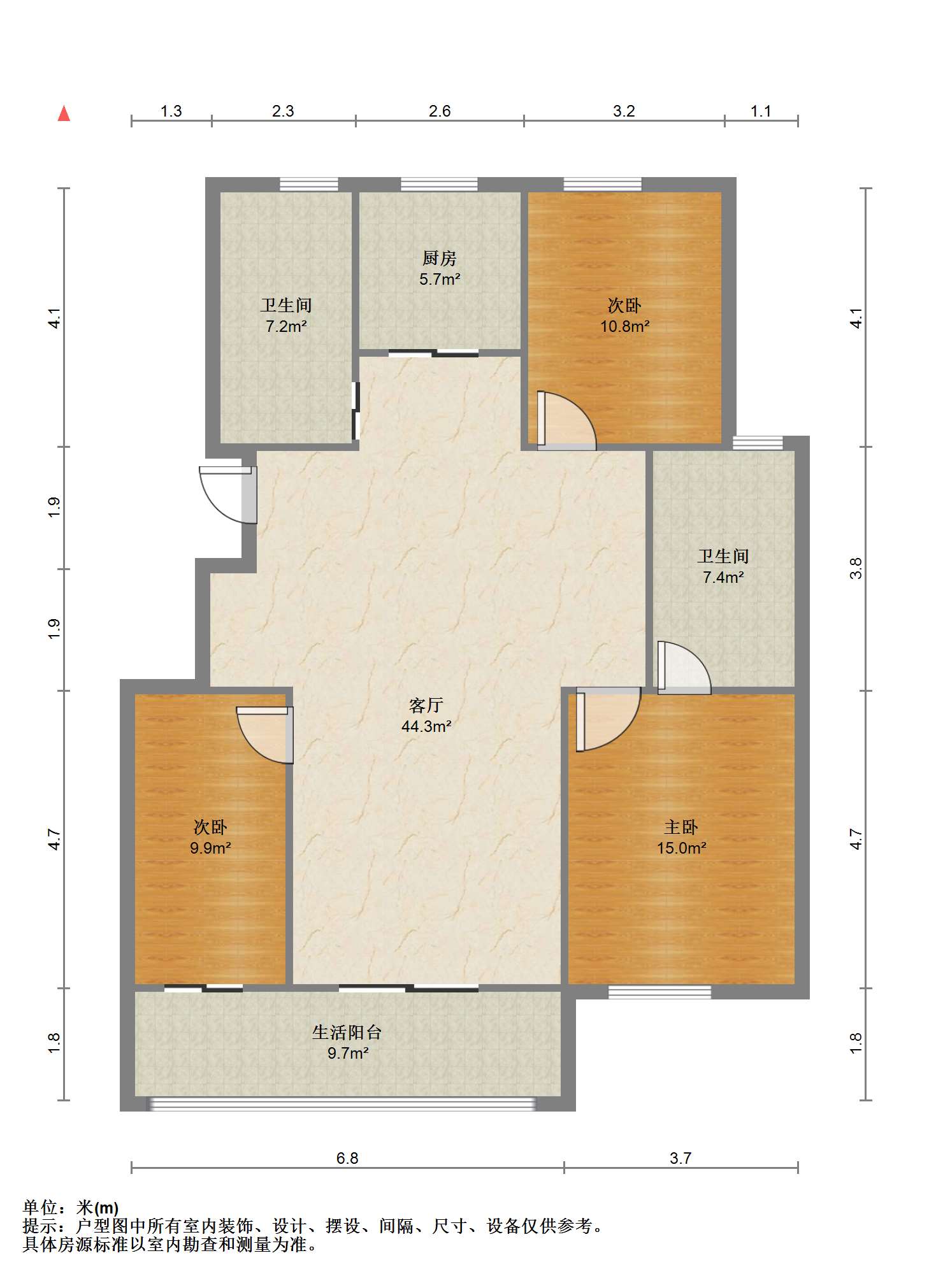 果园名居 3室2厅2卫 120.00m&sup2;