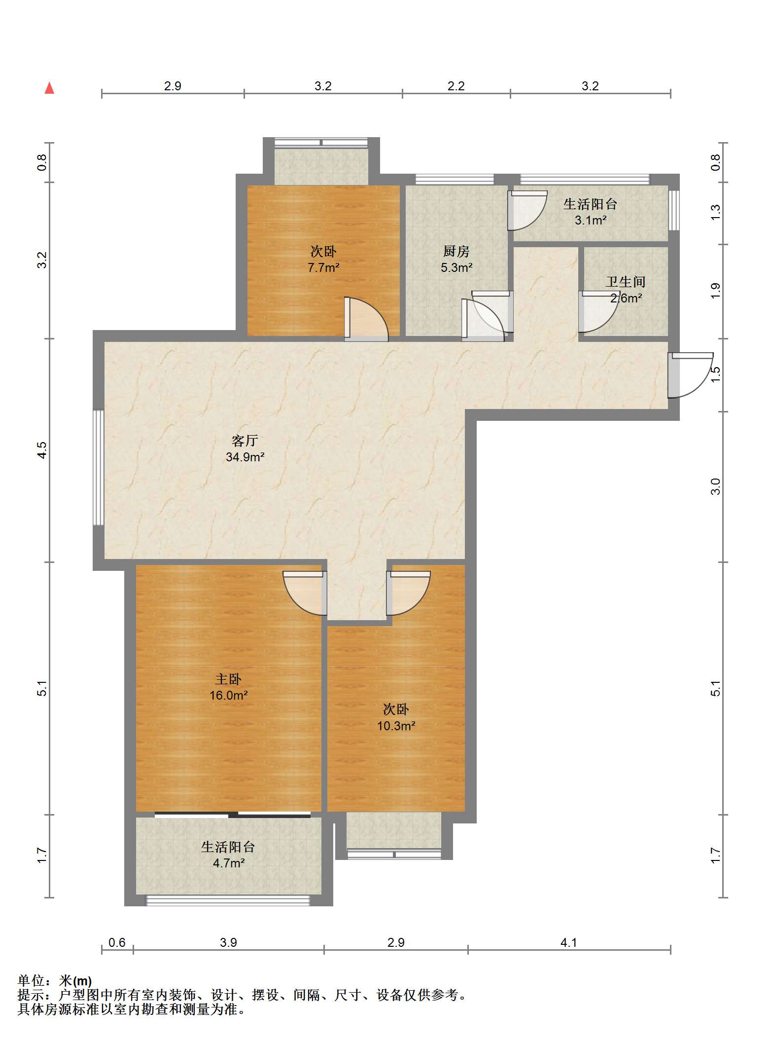 天熹苑 3室2厅2卫 103m&sup2;