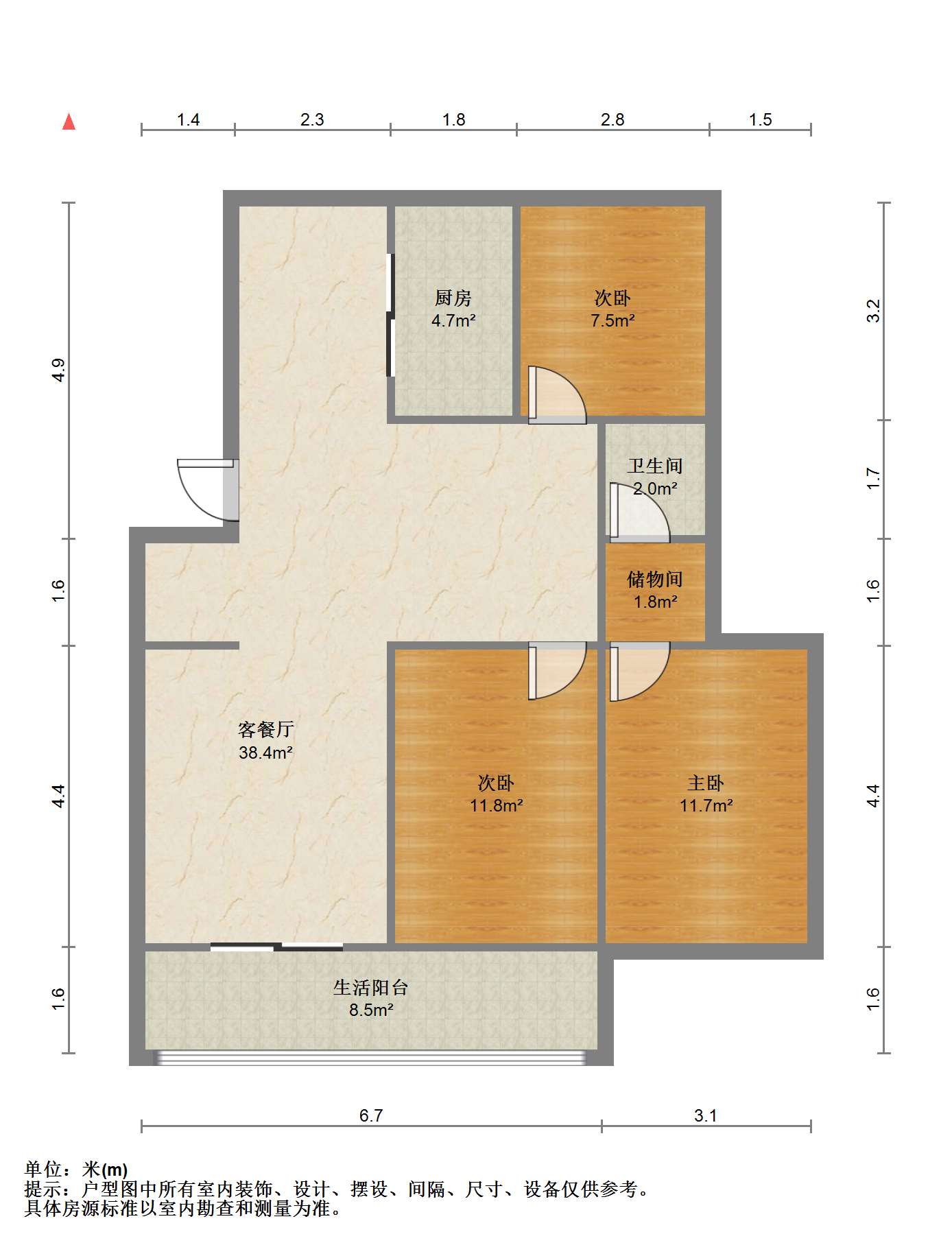 盆架桥花苑 3室2厅1卫 130m&sup2;