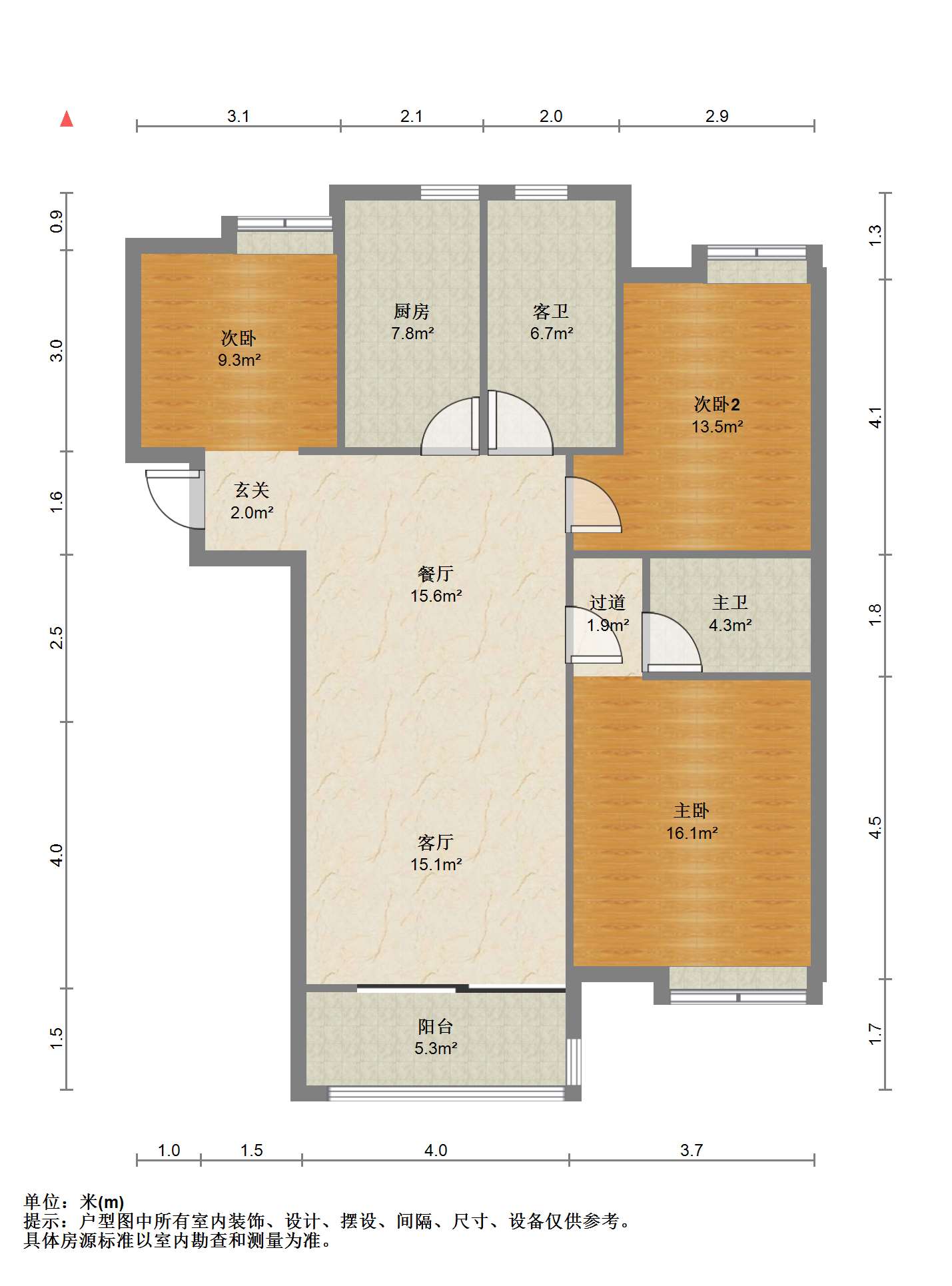 苏建阳光新城 3室2厅1卫 126.74m&sup2;