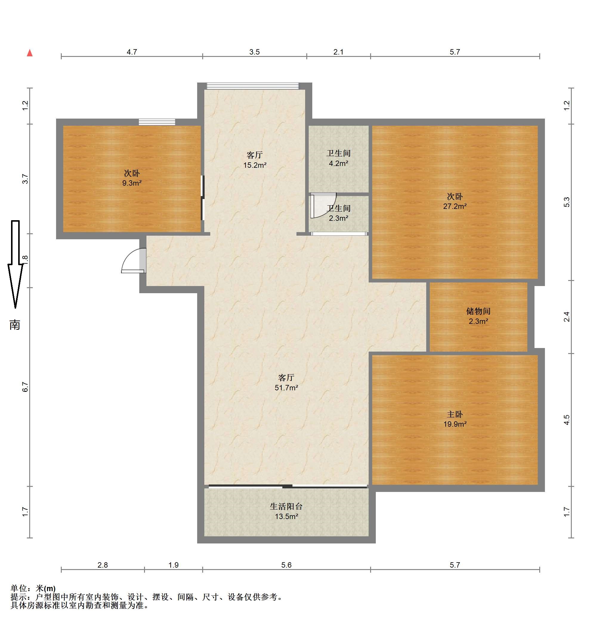 江景国际家园 3室2厅1卫 124m&sup2;