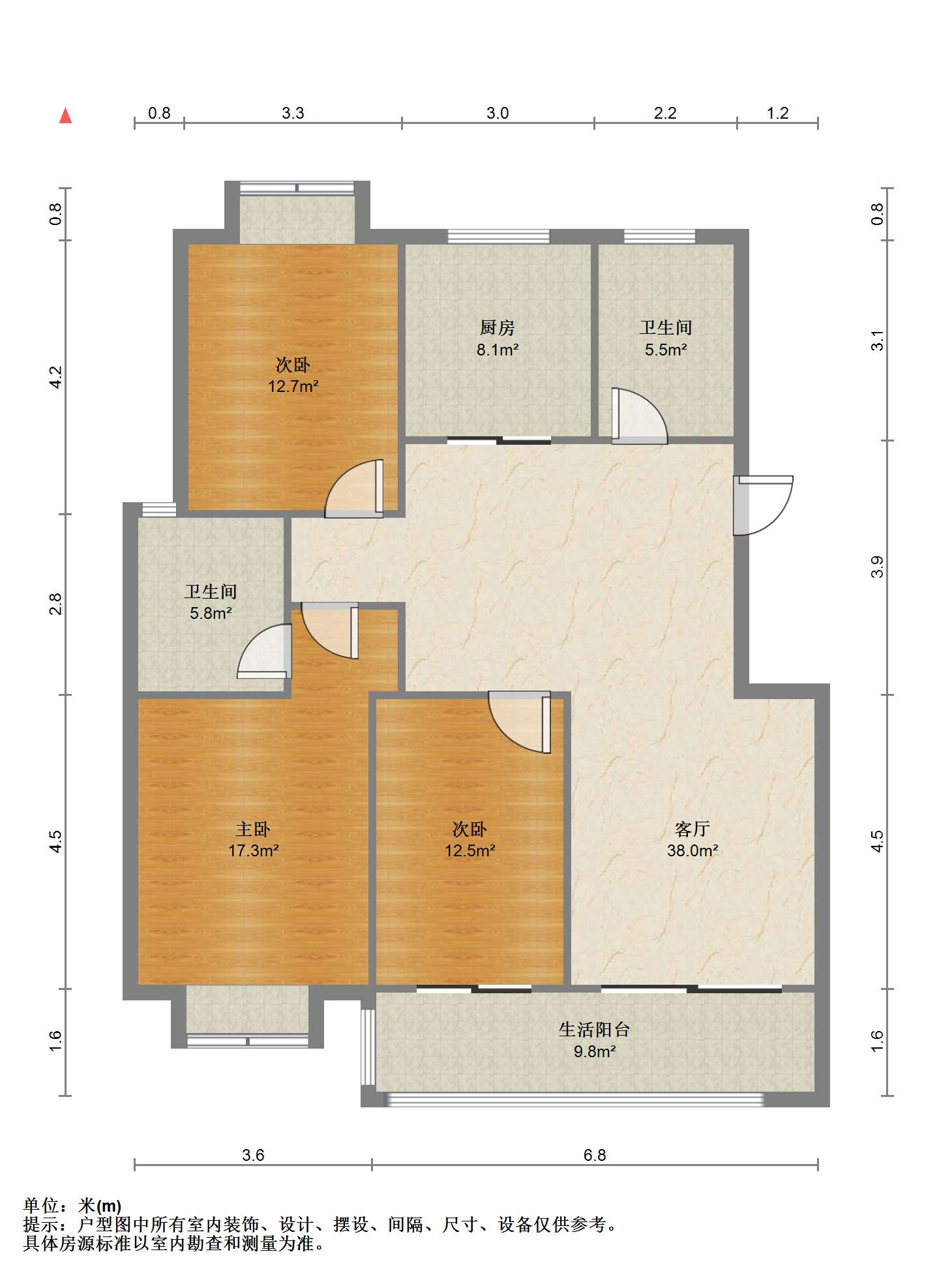 天熹苑 3室2厅2卫 131m&sup2;