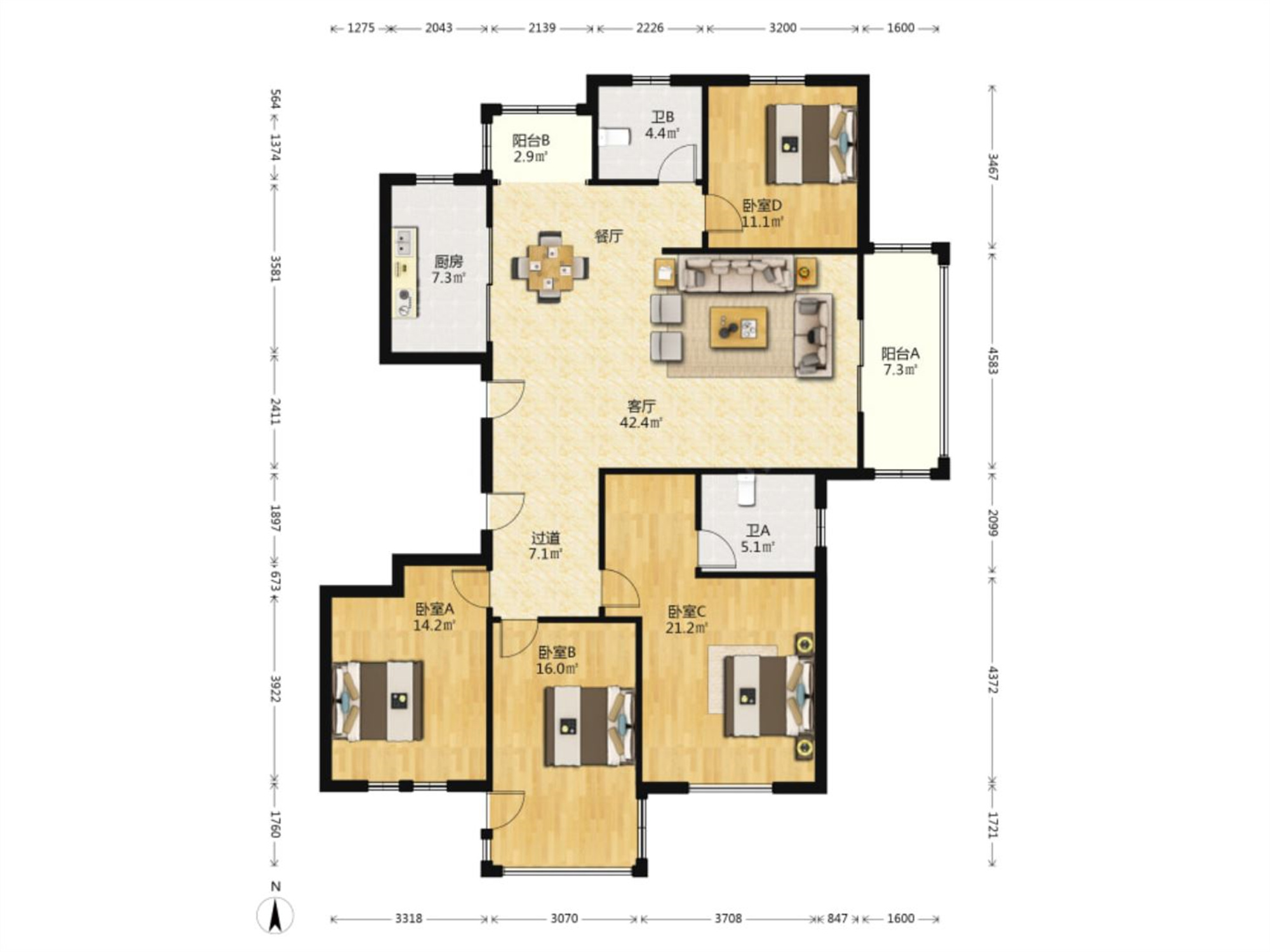 中港城世家 4室2厅2卫 173.62m&sup2;