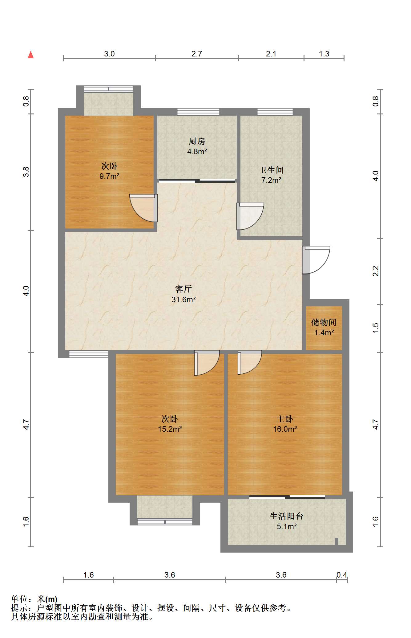 果园名居 3室2厅1卫 106.36m&sup2;