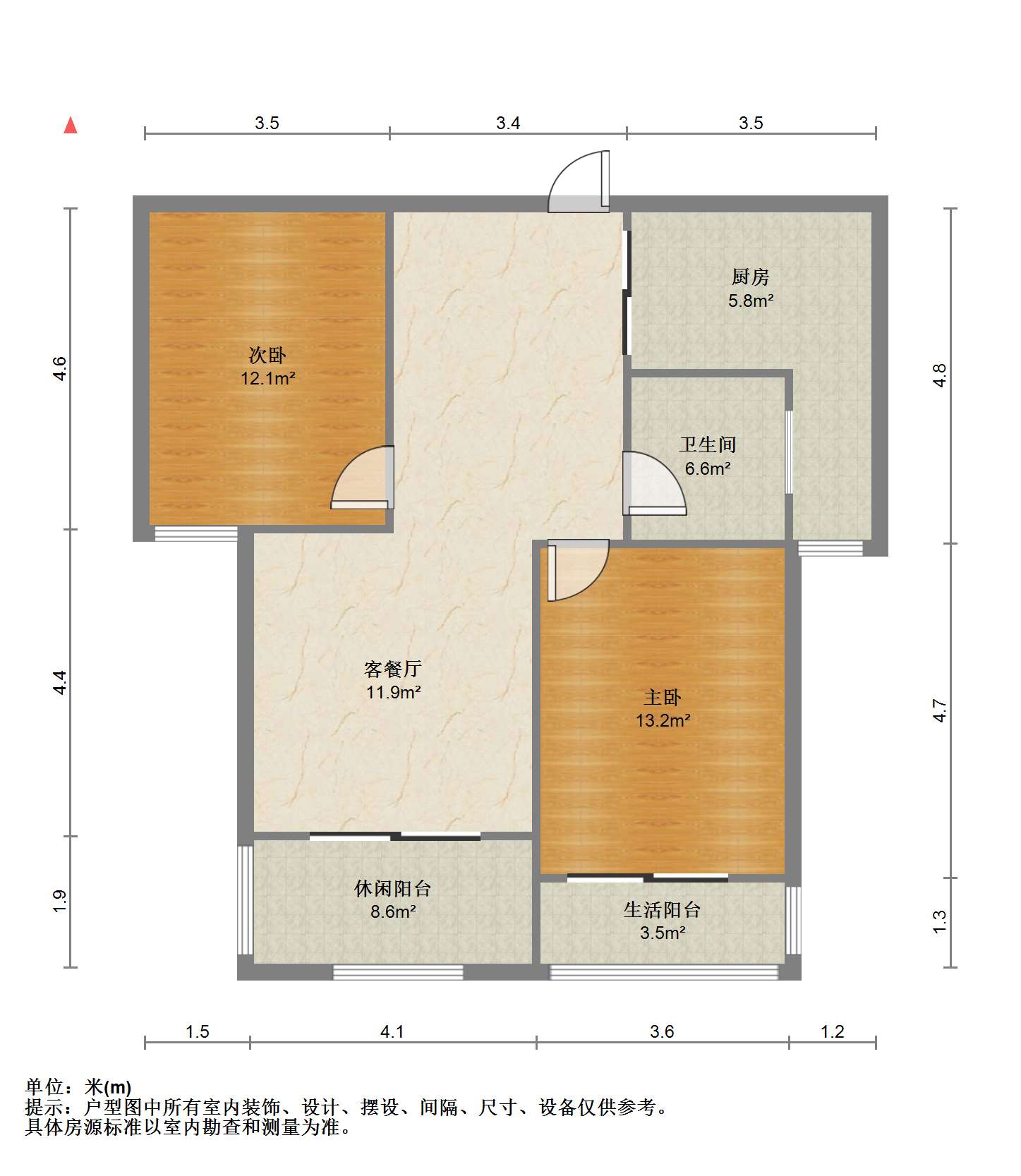 御景湾 2室2厅1卫 82m&sup2;