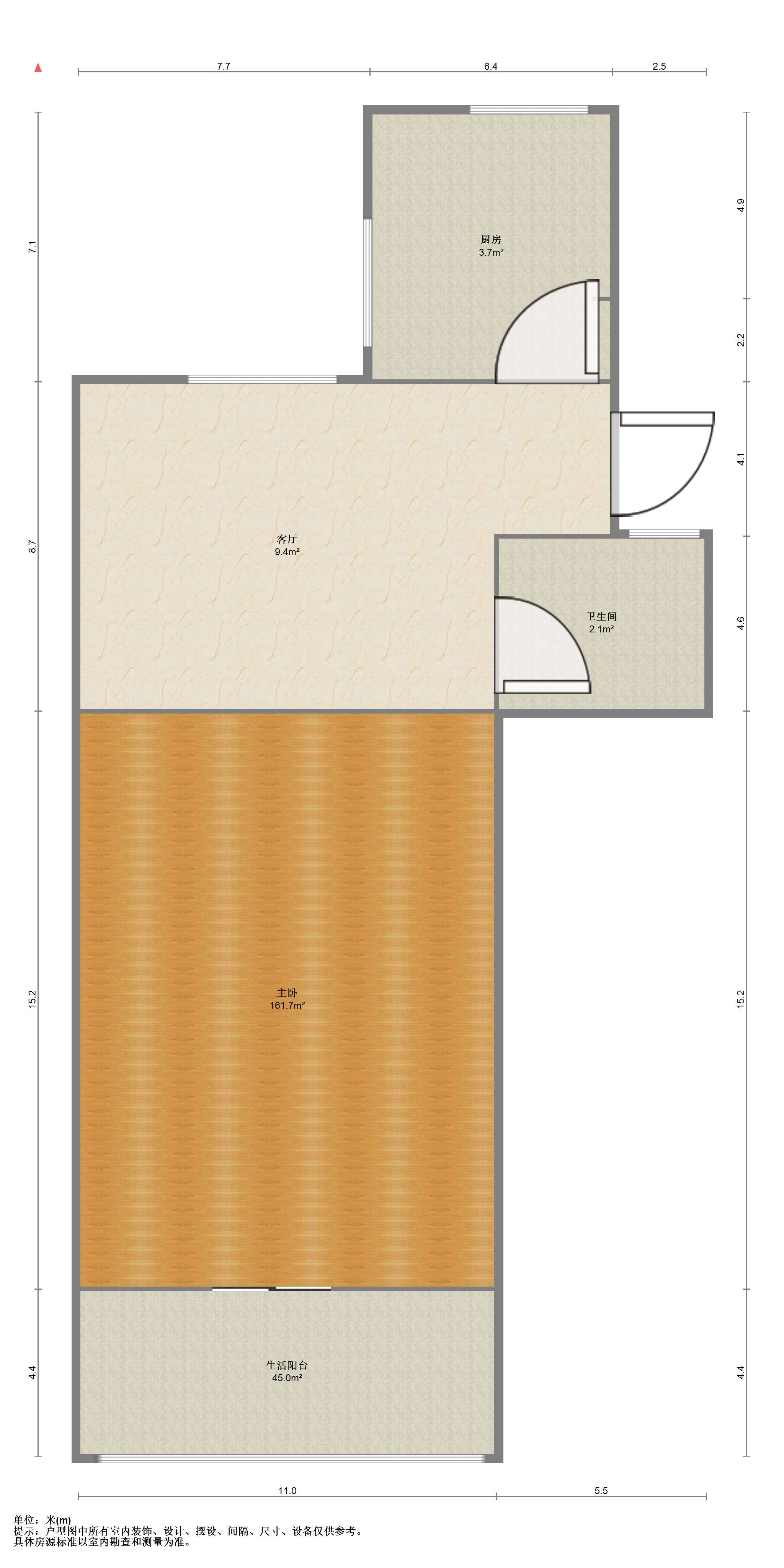 北郭北村 1室1厅1卫 43.95m&sup2;