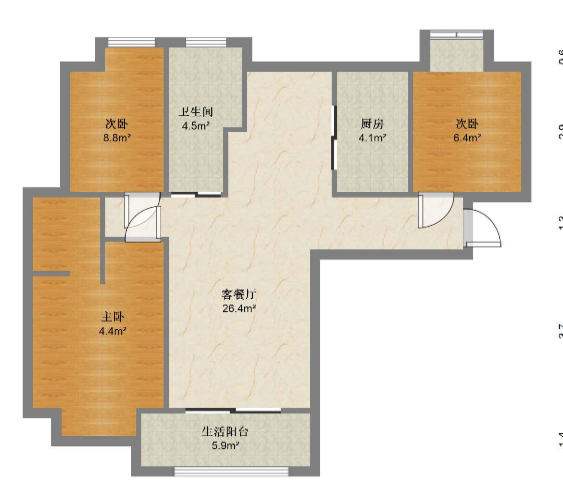 华强城三期 3室2厅1卫 117.00m&sup2;