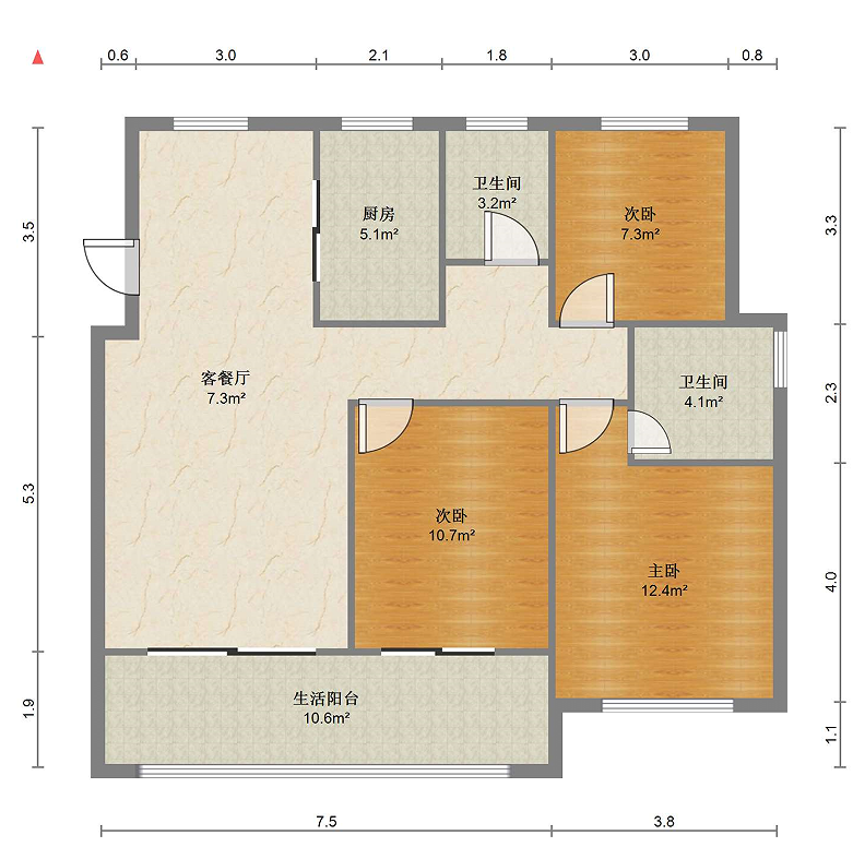 中南君悦府 3室2厅2卫 111.47m&sup2;