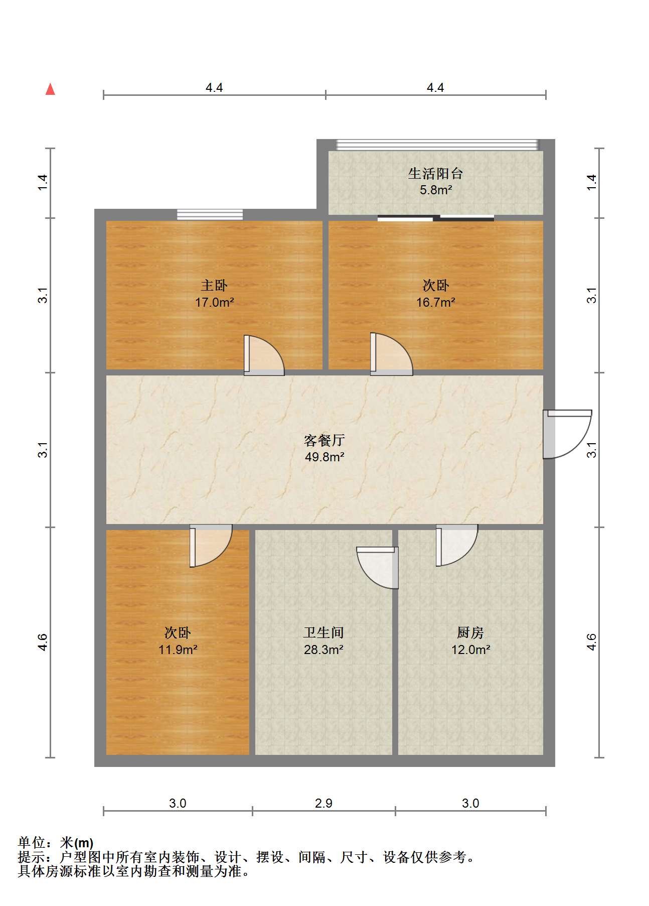 怡园北村南区 3室1厅1卫 92m&sup2;