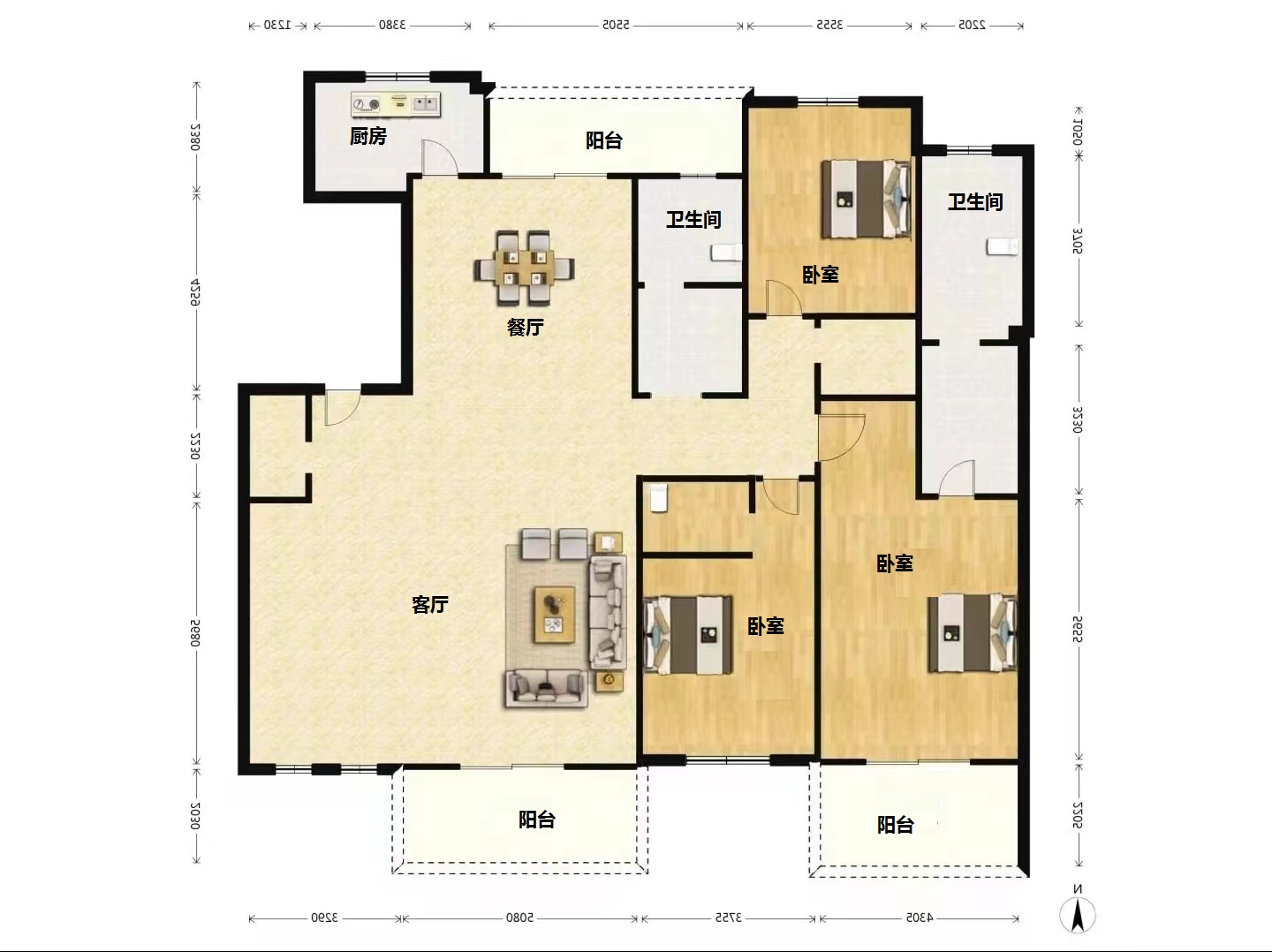南通壹城水清木华 3室2厅3卫 251m&sup2;