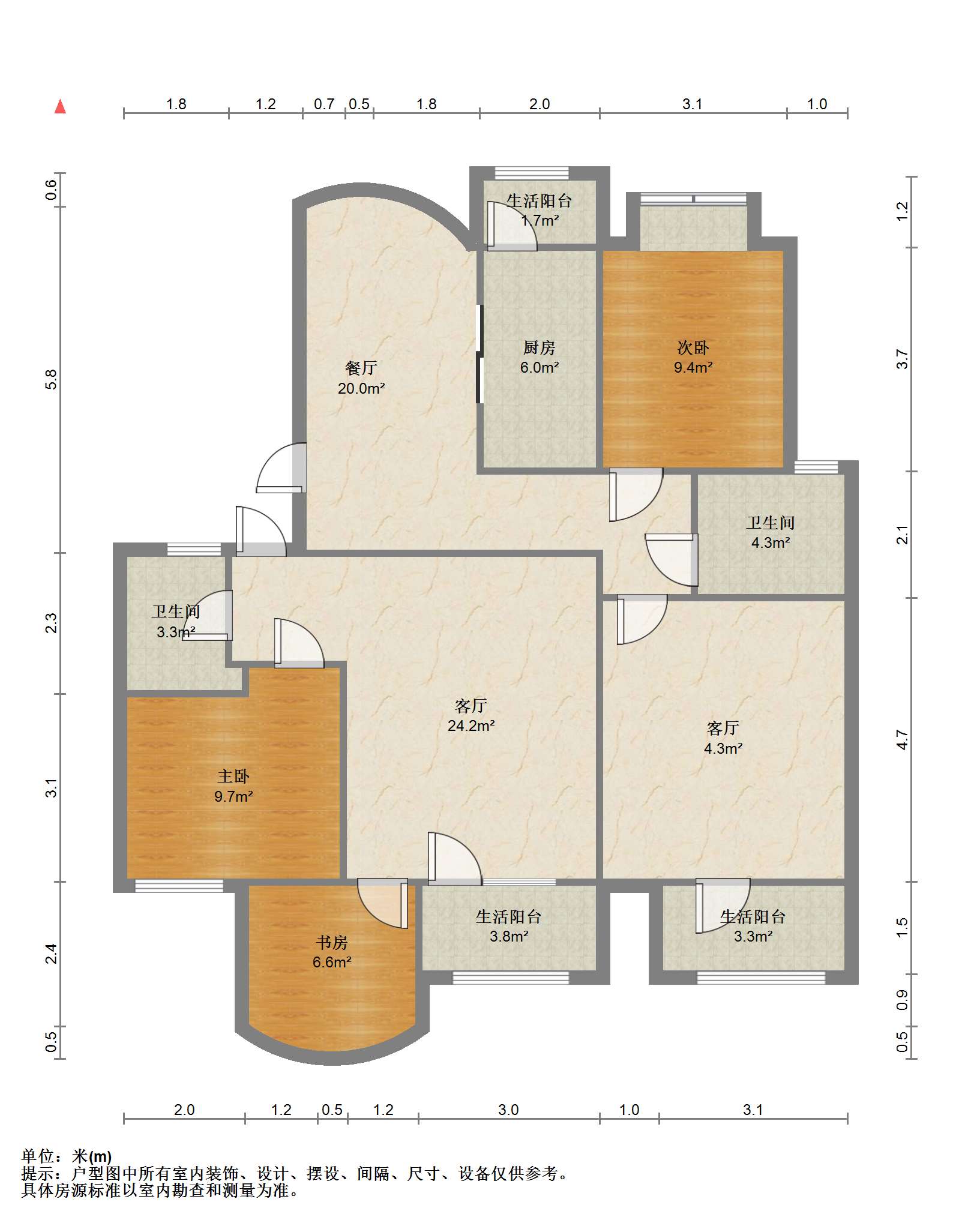 军山花园 1室1厅1卫 59.00m&sup2;