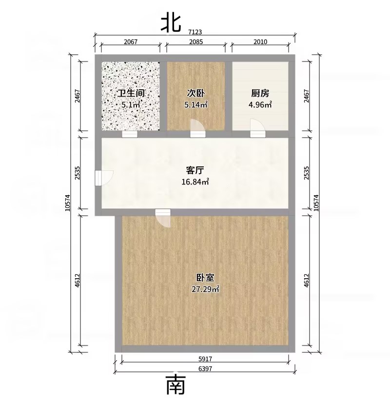 华威园 1室1厅1卫 47.65m&sup2;