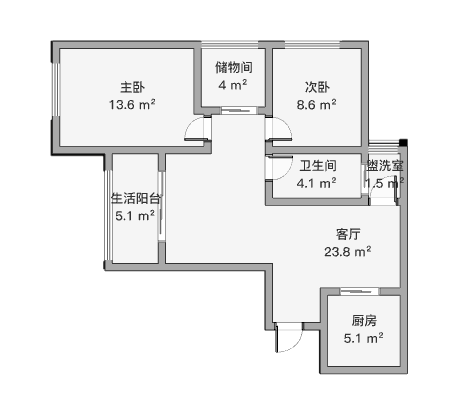 濠南君邑 2室1厅1卫 100.3m²
