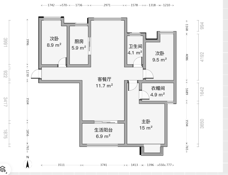 南通雅居乐花园 3室2厅1卫 117m&sup2;