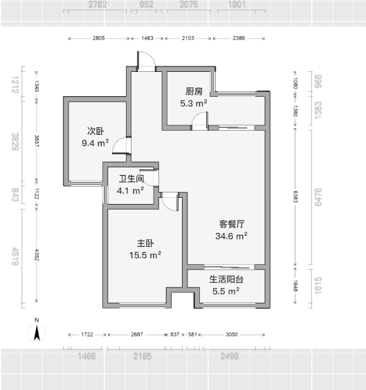 和融&bull;优山美地名邸 2室2厅1卫 90m&sup2;