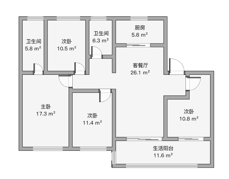 观江海 4室2厅2卫 133.05m&sup2;
