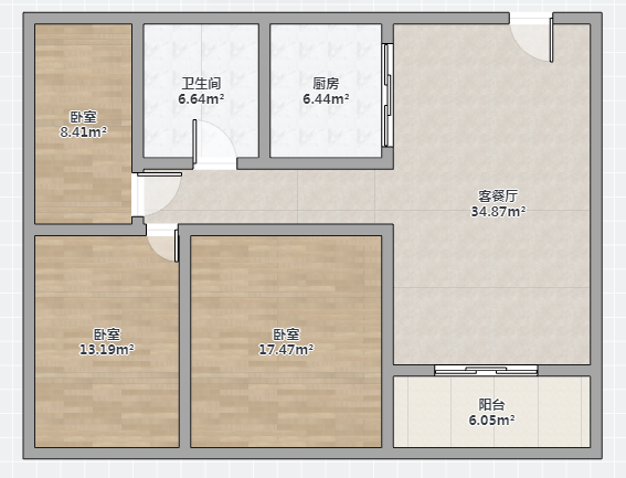 华强城 2室2厅1卫 88m&sup2;