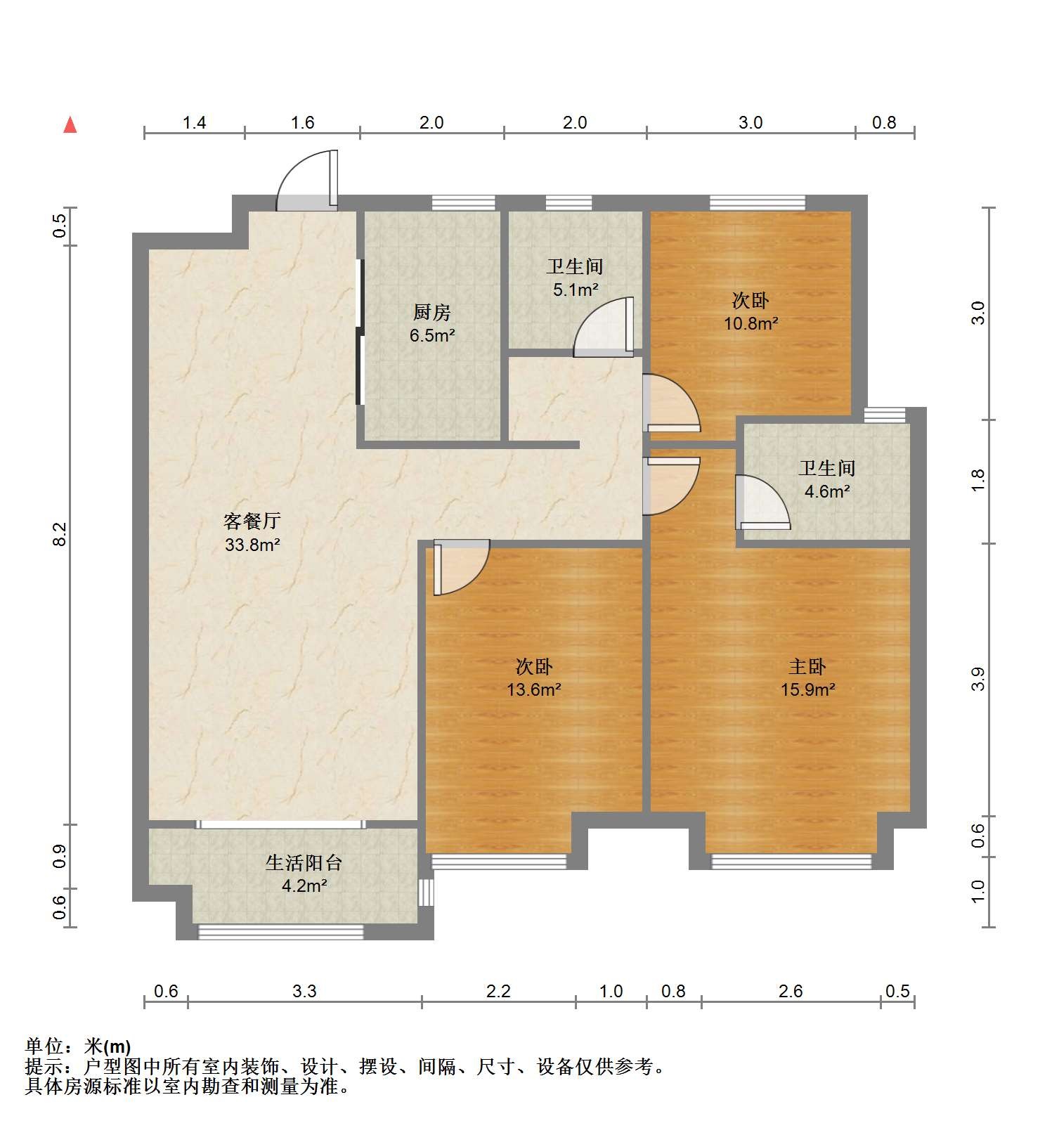保利香槟国际 3室1厅2卫 114.47m&sup2;