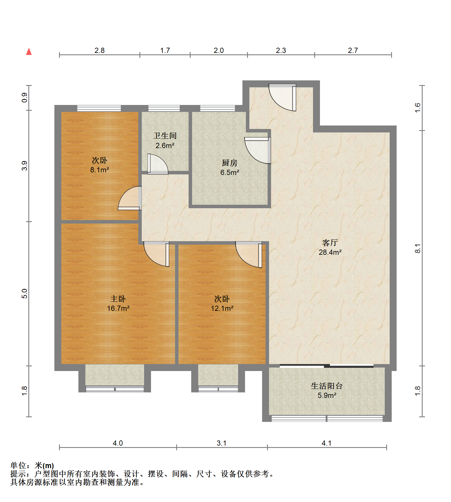 万科濠河传奇 3室2厅1卫 106.60m&sup2;