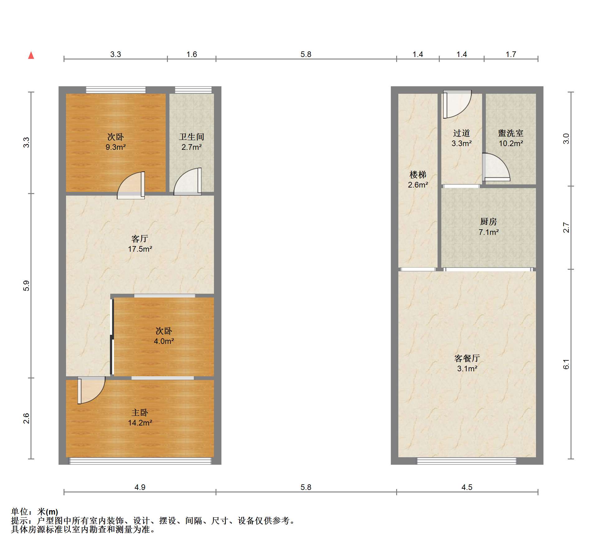 金海岸国际广场 3室2厅1卫 72m&sup2;