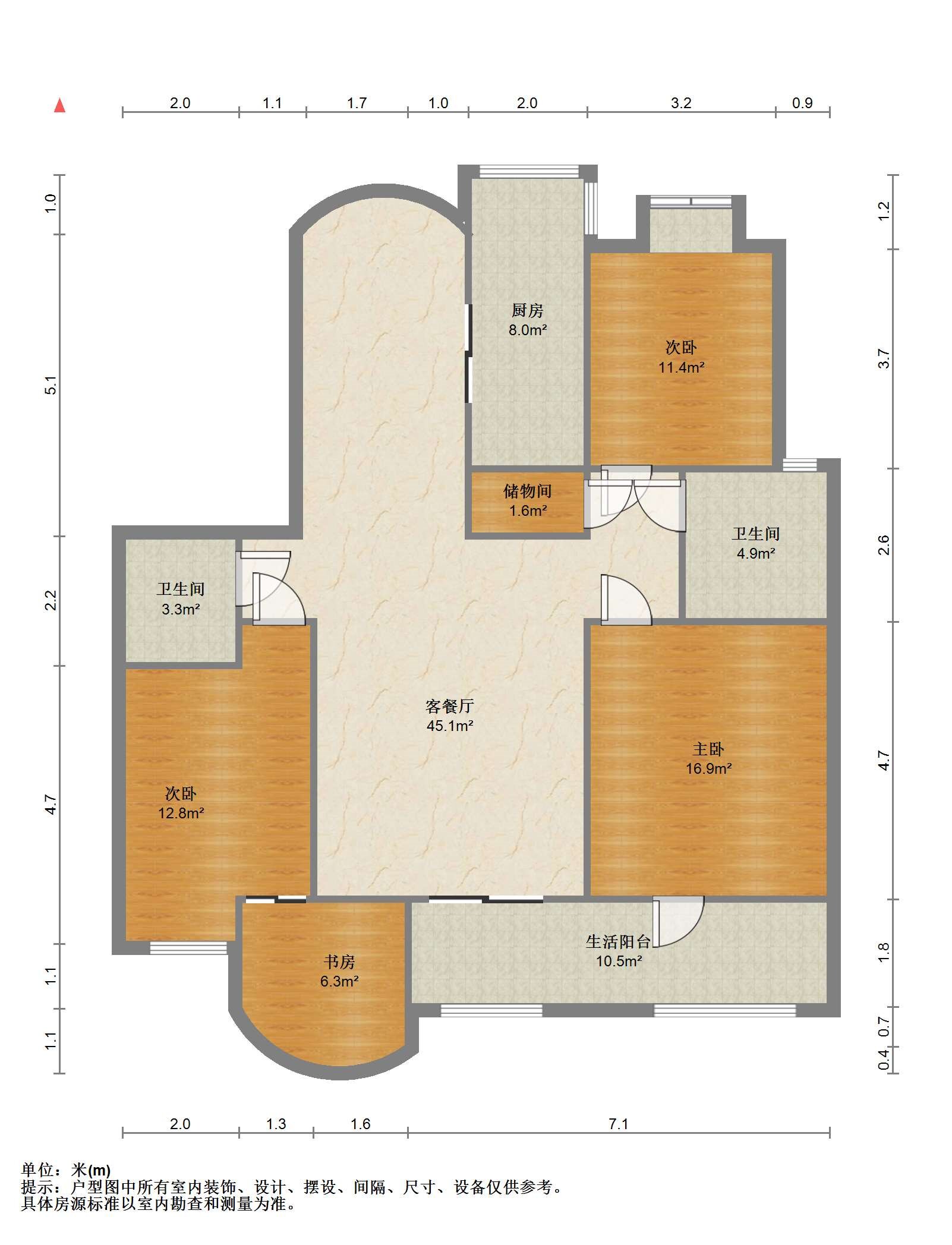 军山花园 3室2厅2卫 144.25m&sup2;