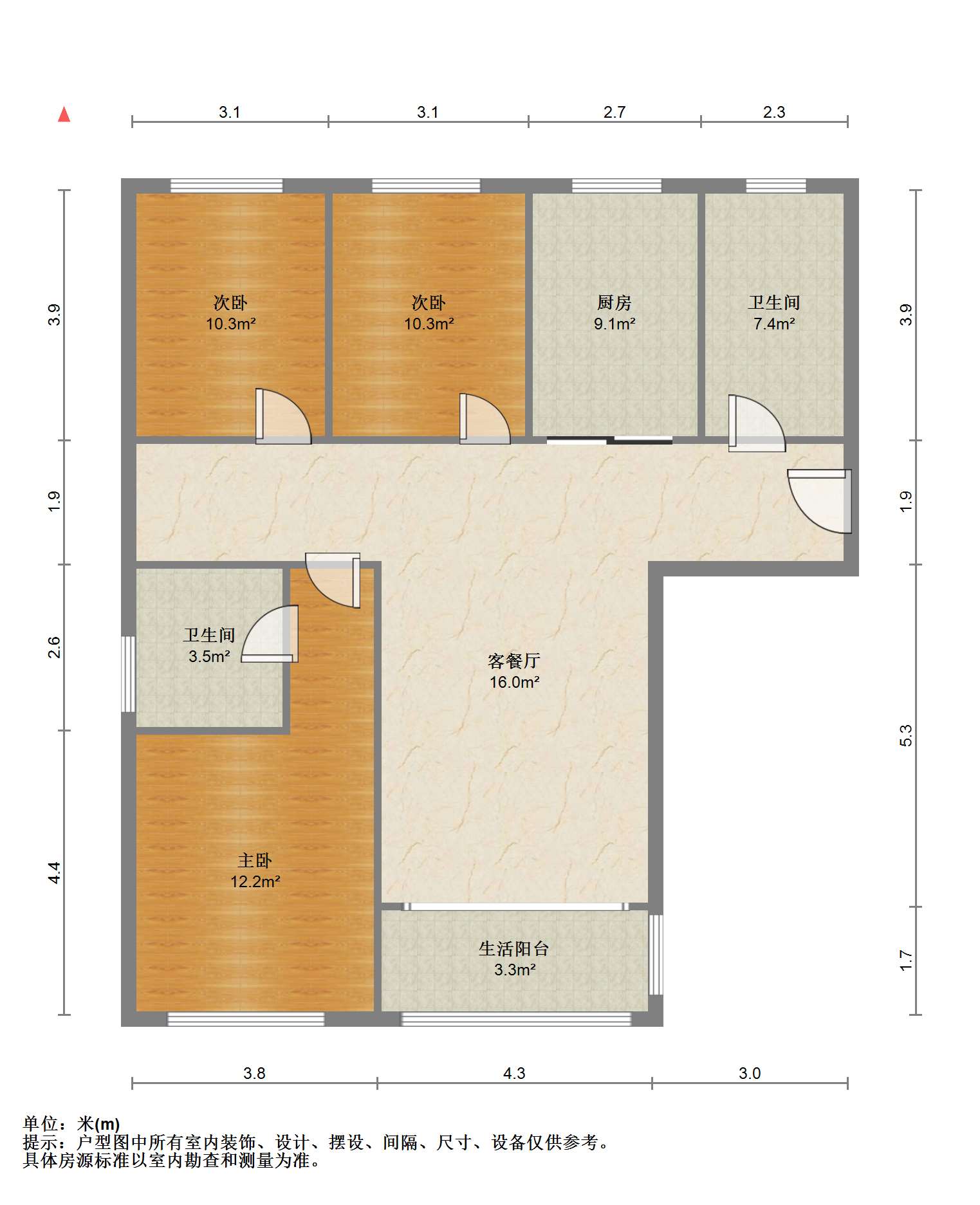 和盛林荫水岸 3室2厅2卫 138m&sup2;