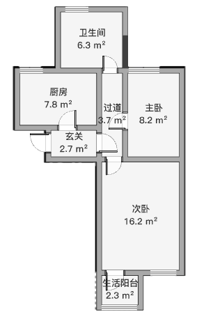 启秀路20号 2室1厅1卫 68.61m&sup2;