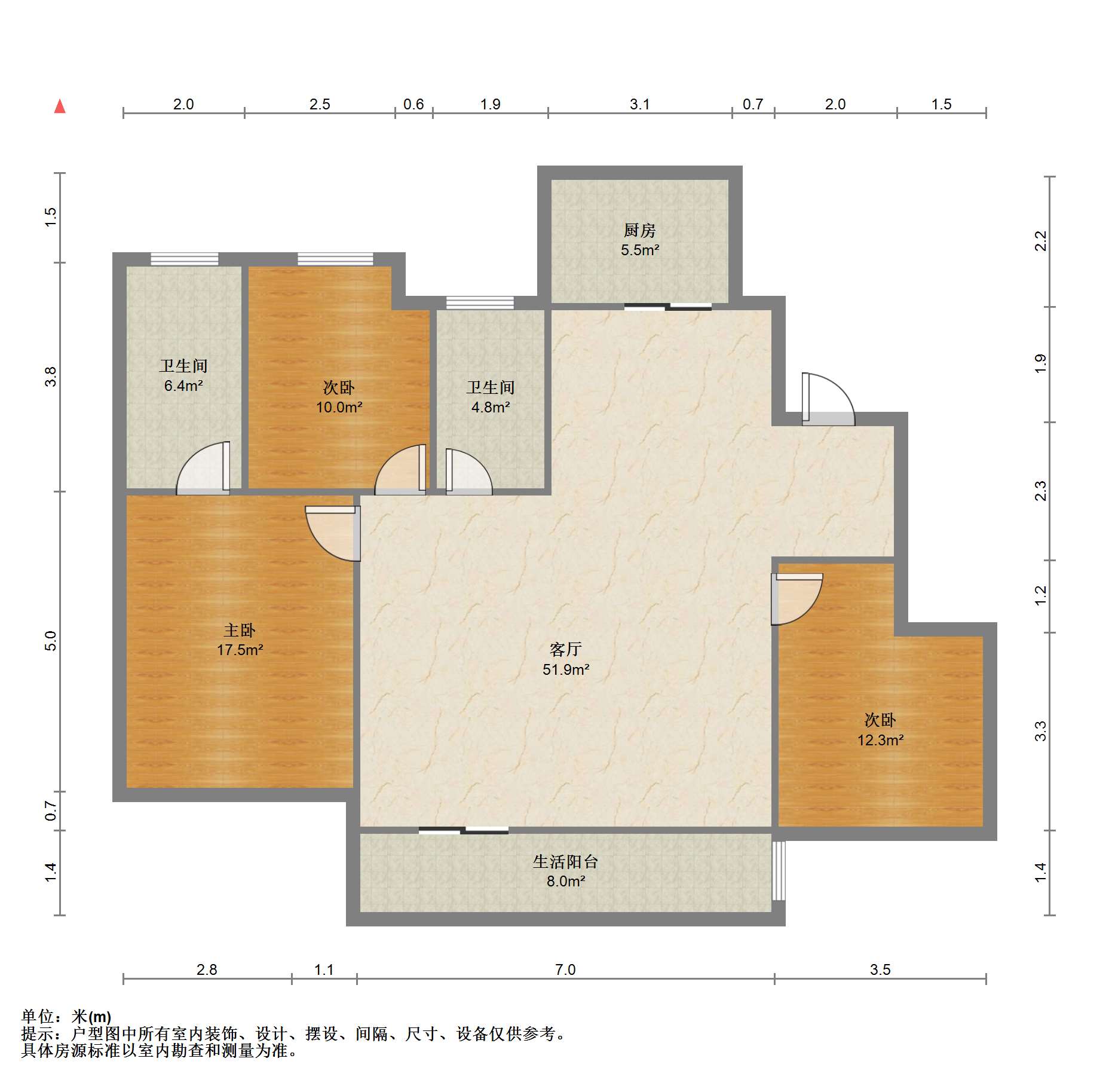 富力院士廷 3室2厅2卫 136m&sup2;