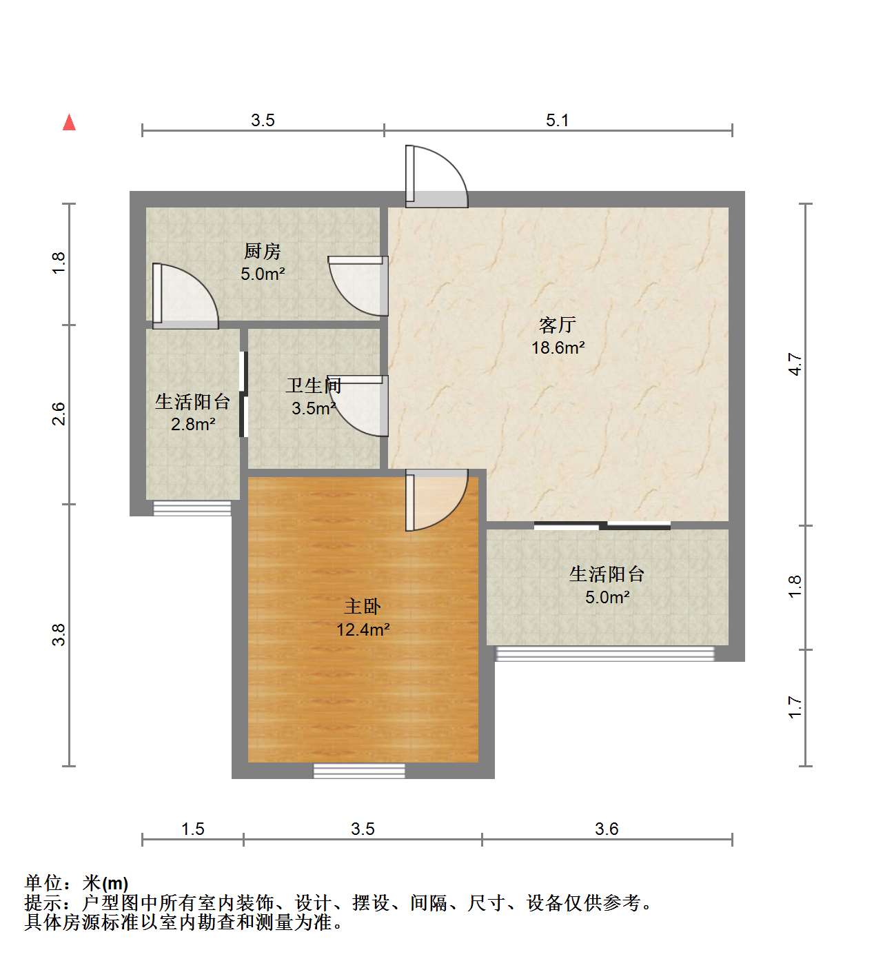 学士府 1室1厅1卫 67m&sup2;