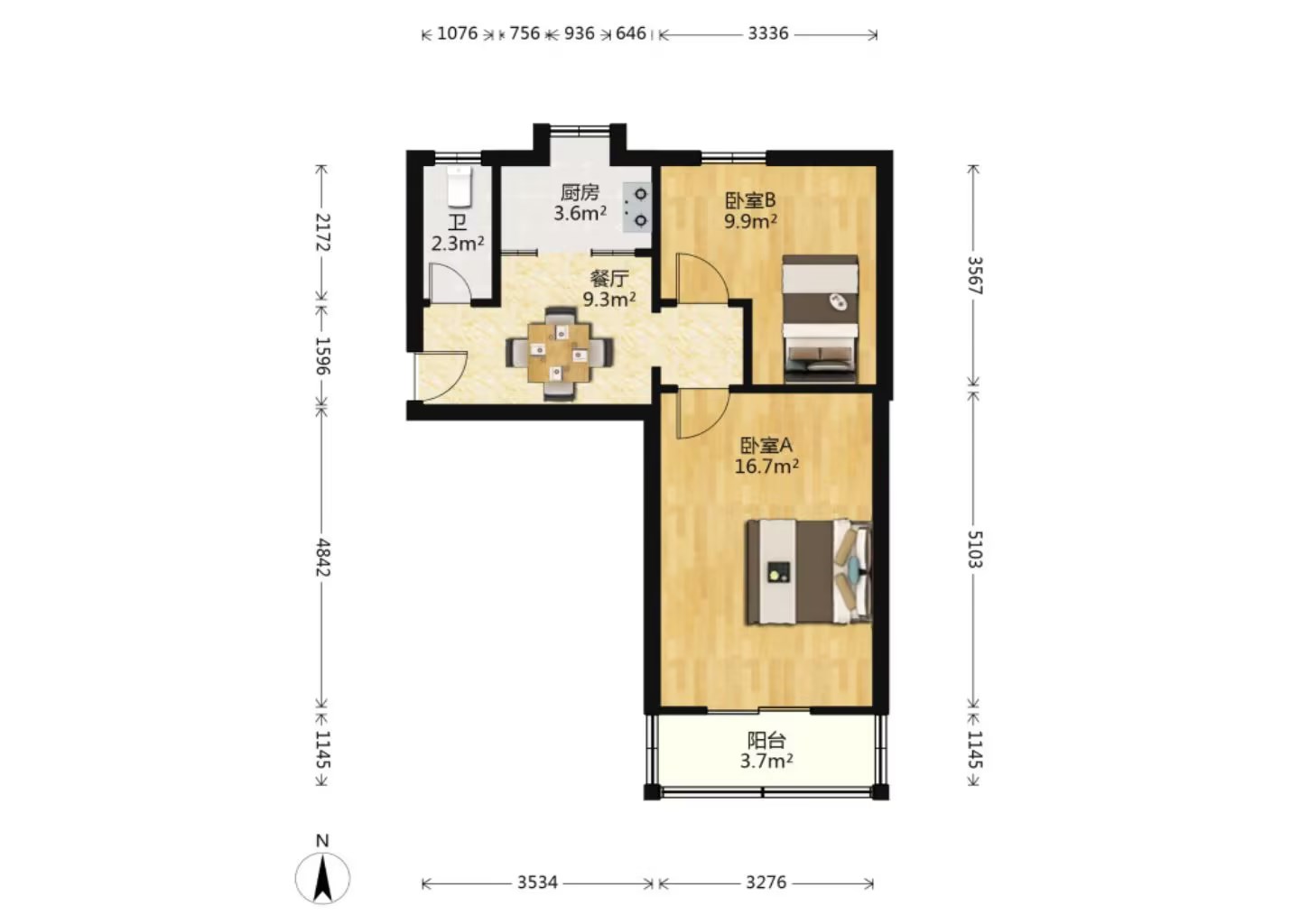 虹桥新村(朝霞路) 2室1厅1卫 55.22m&sup2;
