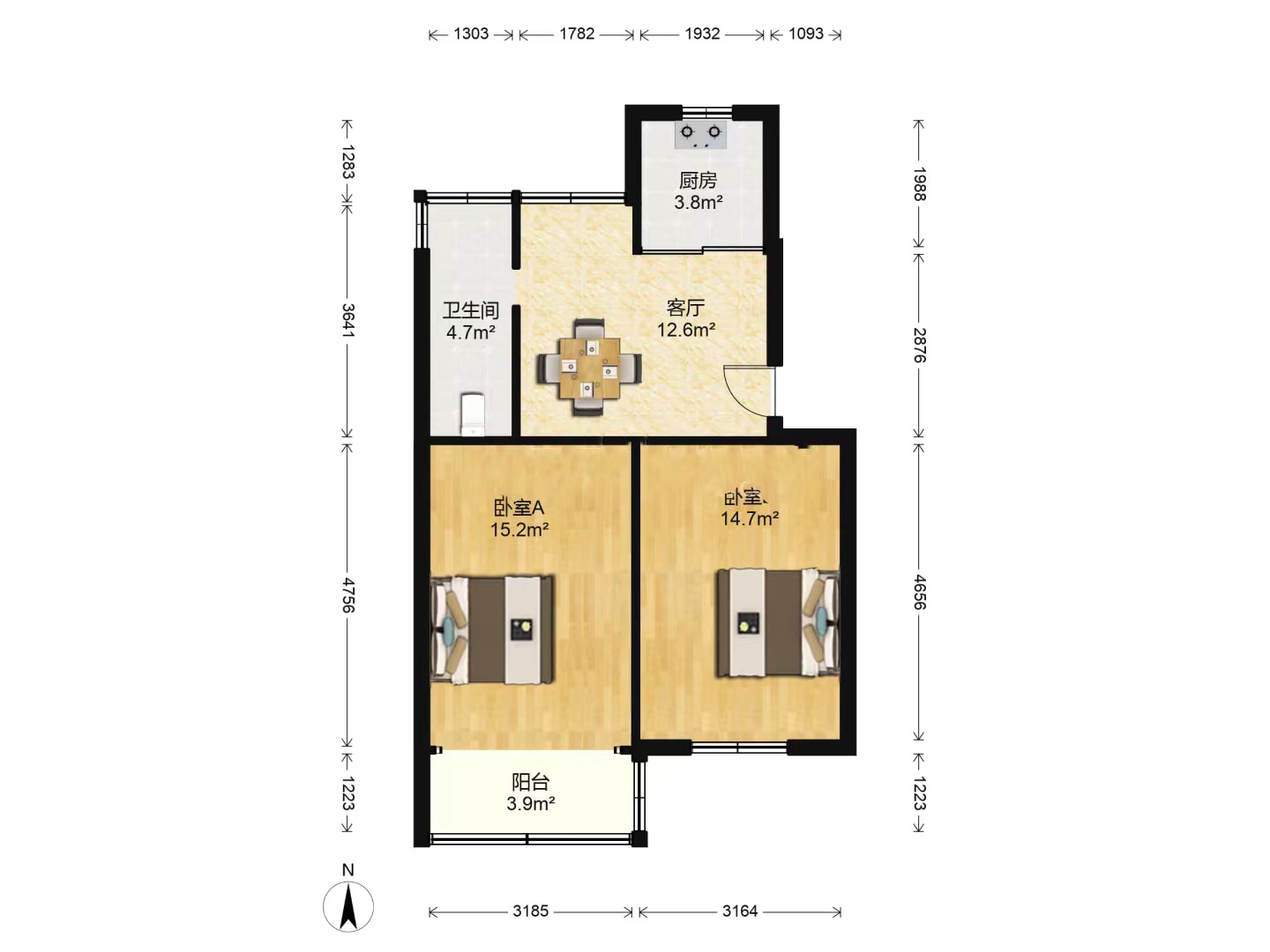 北郭北村 2室1厅1卫 61.99m&sup2;